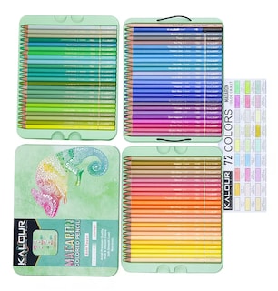 Foto 3 | Set 72 Lápices Macaron Colores Dibujo Profesional + Estuche, Verde