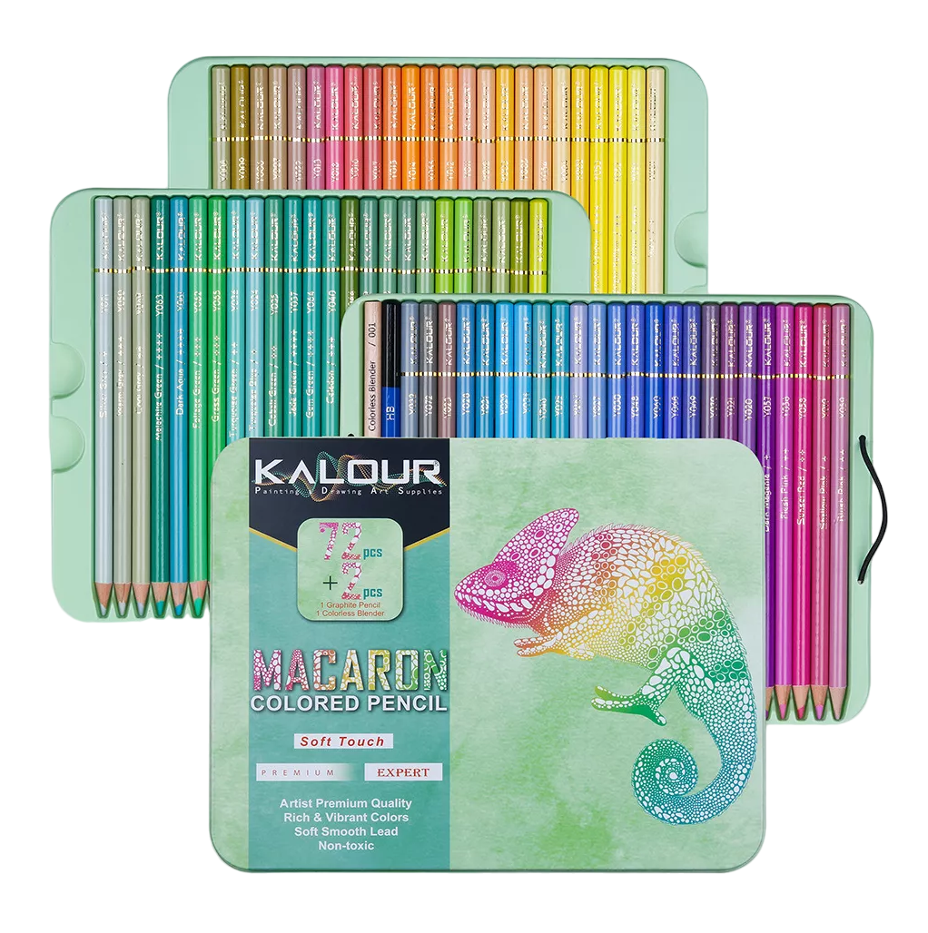 Set 72 Lápices Macaron Colores Dibujo Profesional + Estuche, Verde