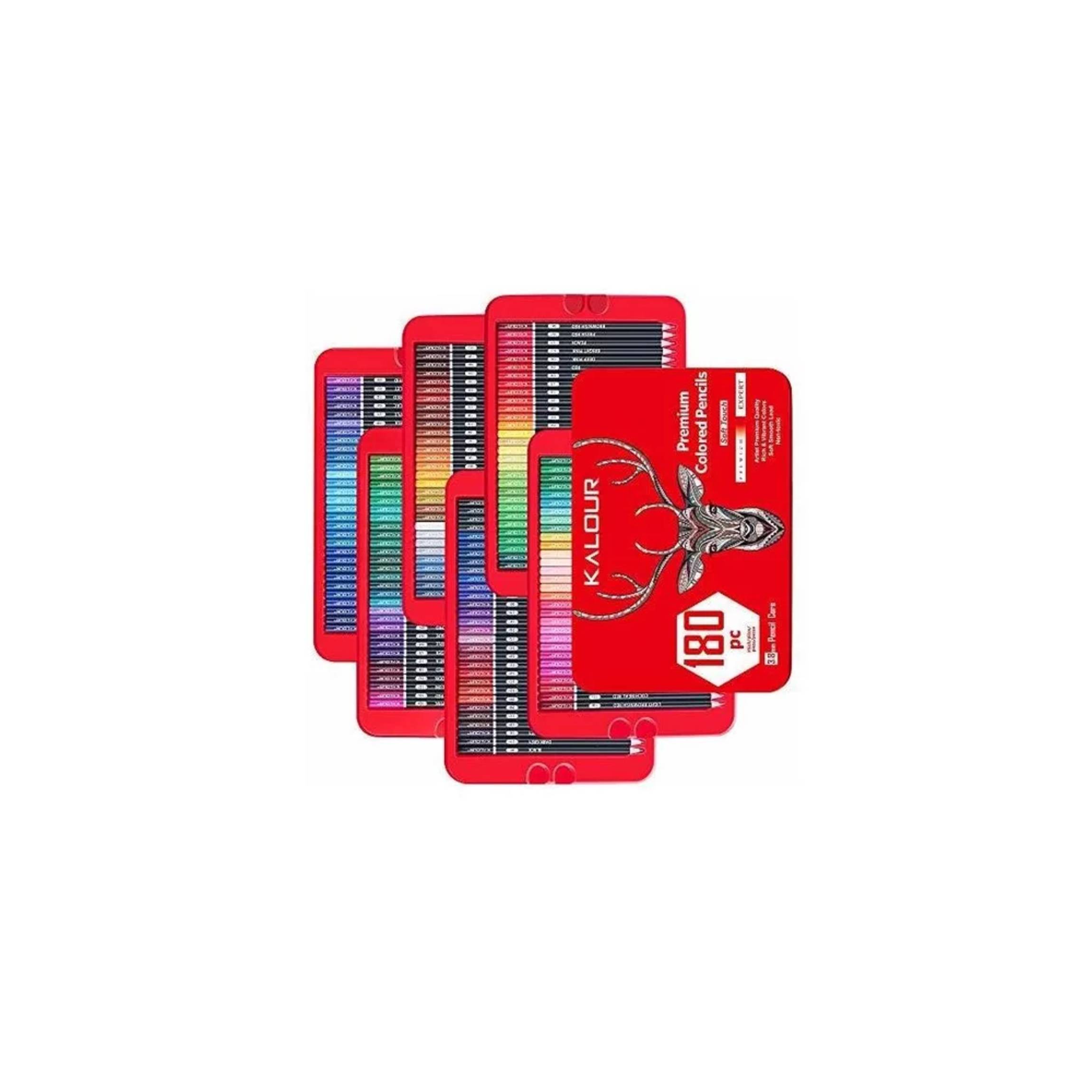 Foto 4 pulgar | Lápices De Colores 180 Piezas Para Artistas Estuche Rojo