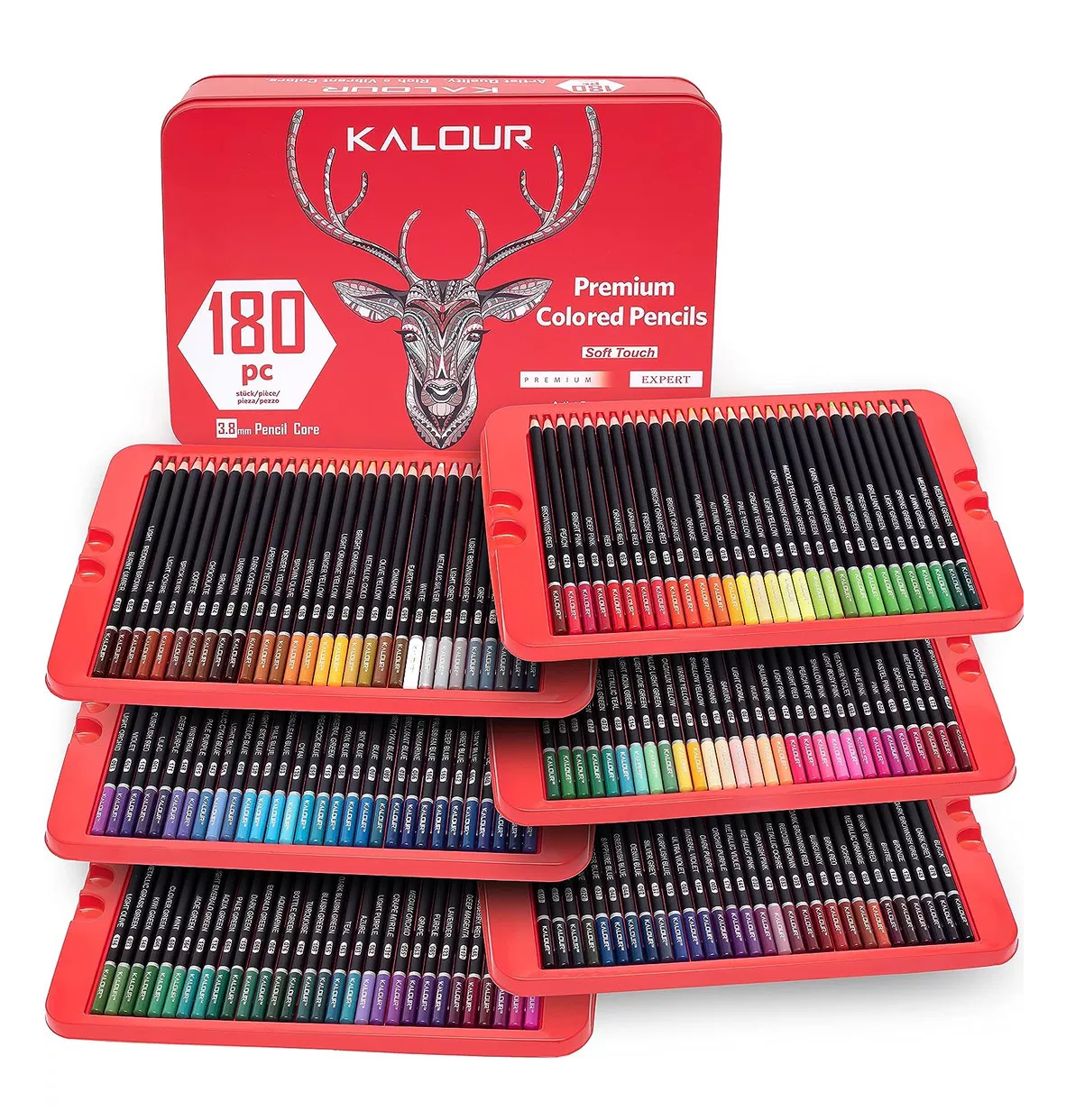 Foto 4 | Lápices De Colores 180 Piezas Para Artistas Estuche Rojo