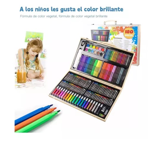 Foto 3 pulgar | Kit de Dibujo Escolar 180 Piezas