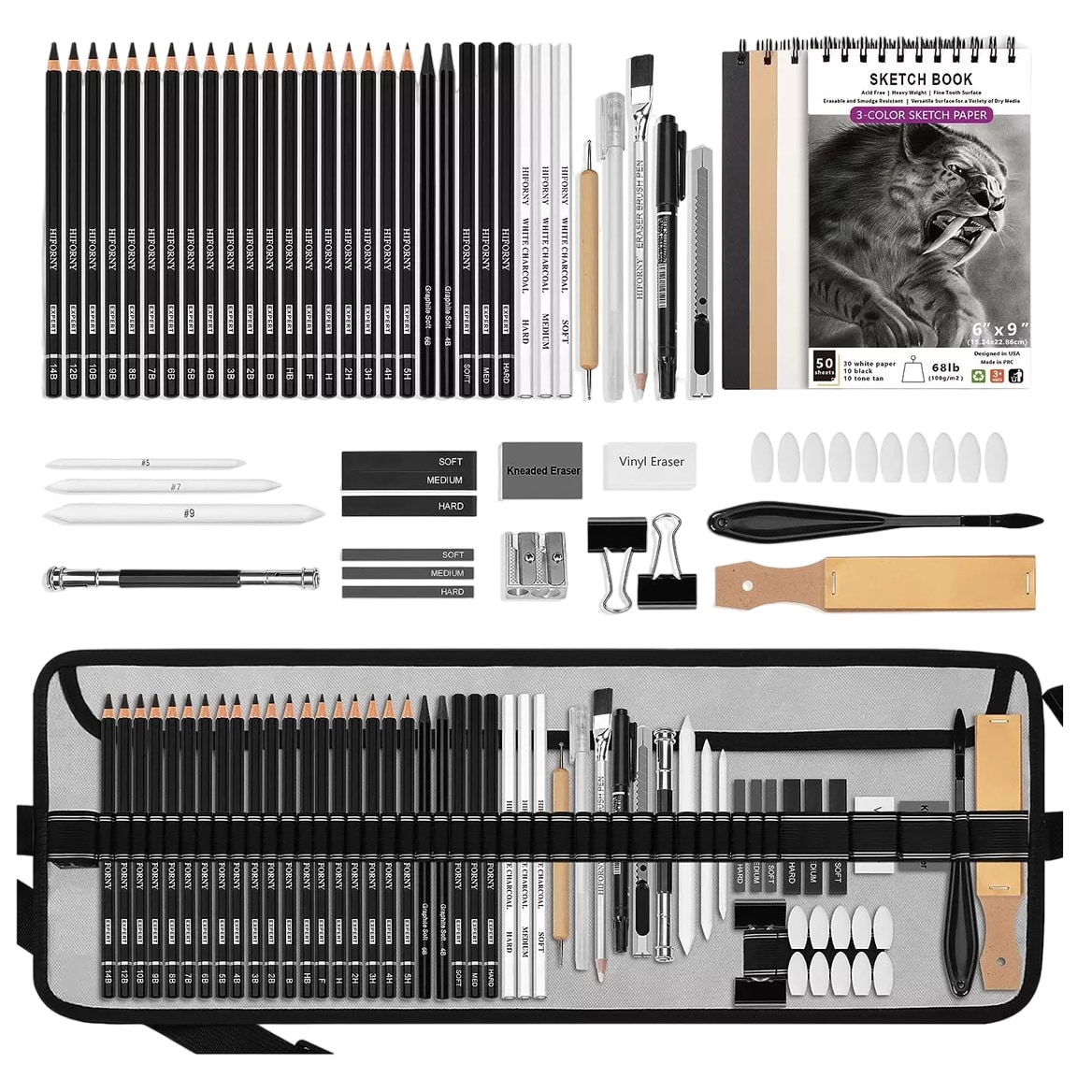 Set De Lápices Para Dibujo, 60 Piezas Gris $924