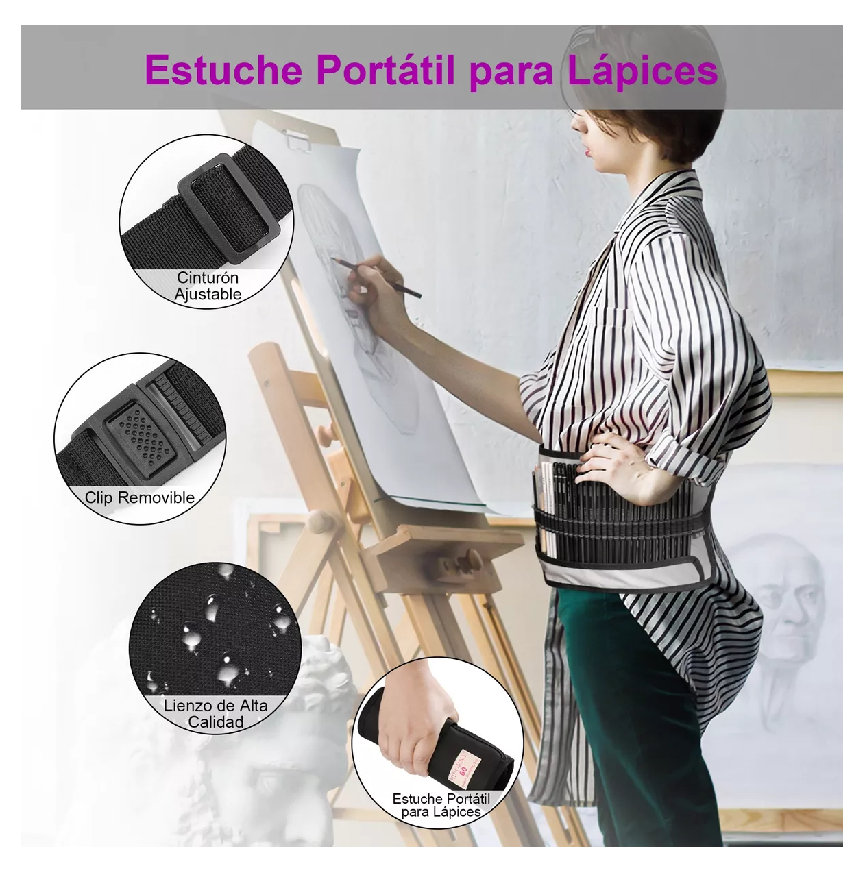Foto 4 | Set De Lápices Para Dibujo, 60 Piezas Gris