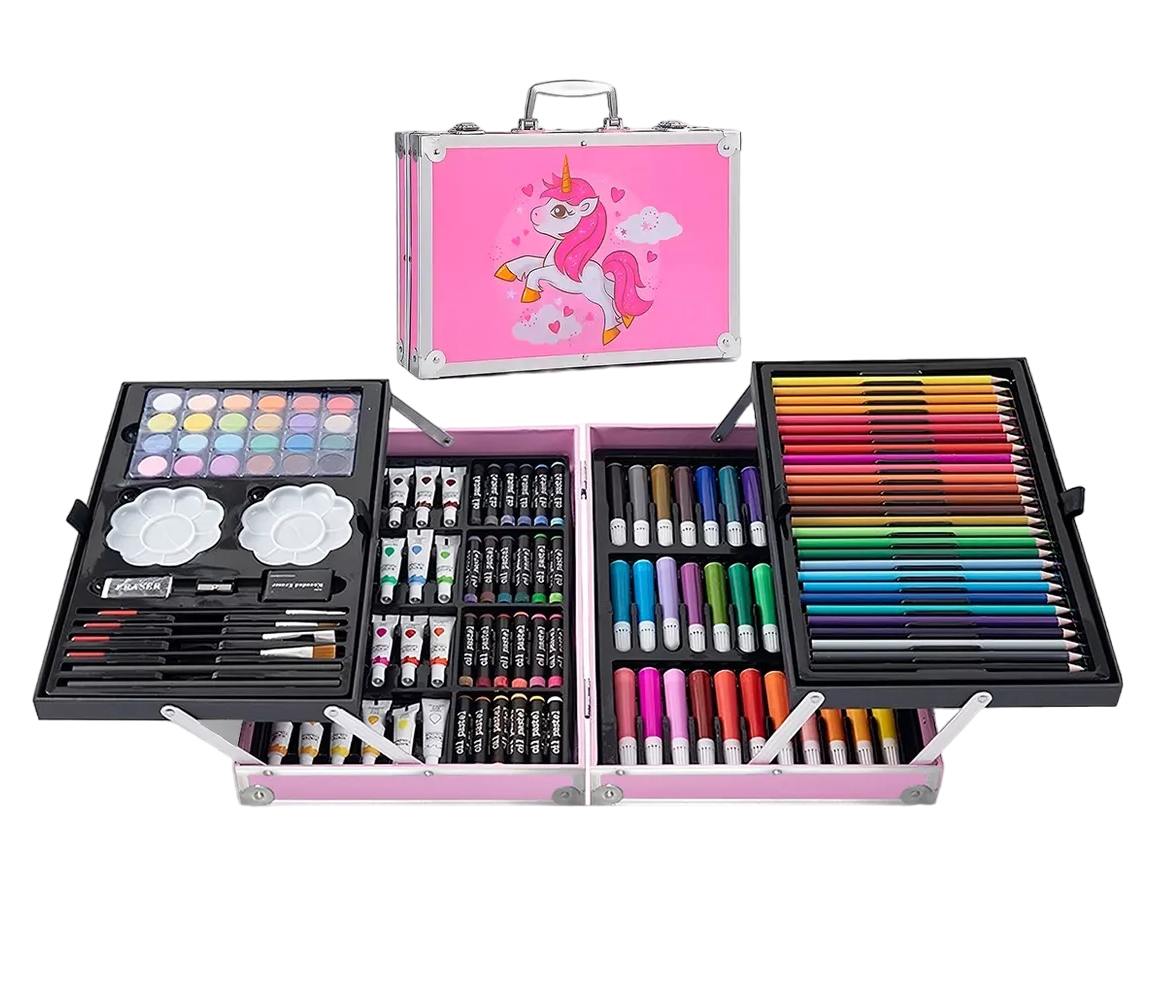 Kit De Dibujo Profesional Lapices Plumones De Arte Acuarela, Rosa