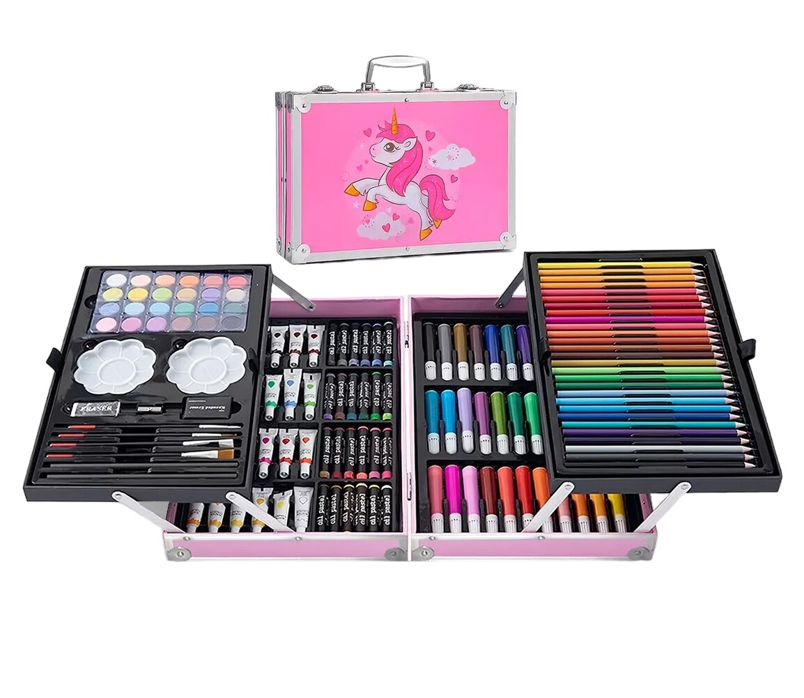 Kit De Dibujo Profesional Lapices Plumones De Arte Acuarela, Rosa $769