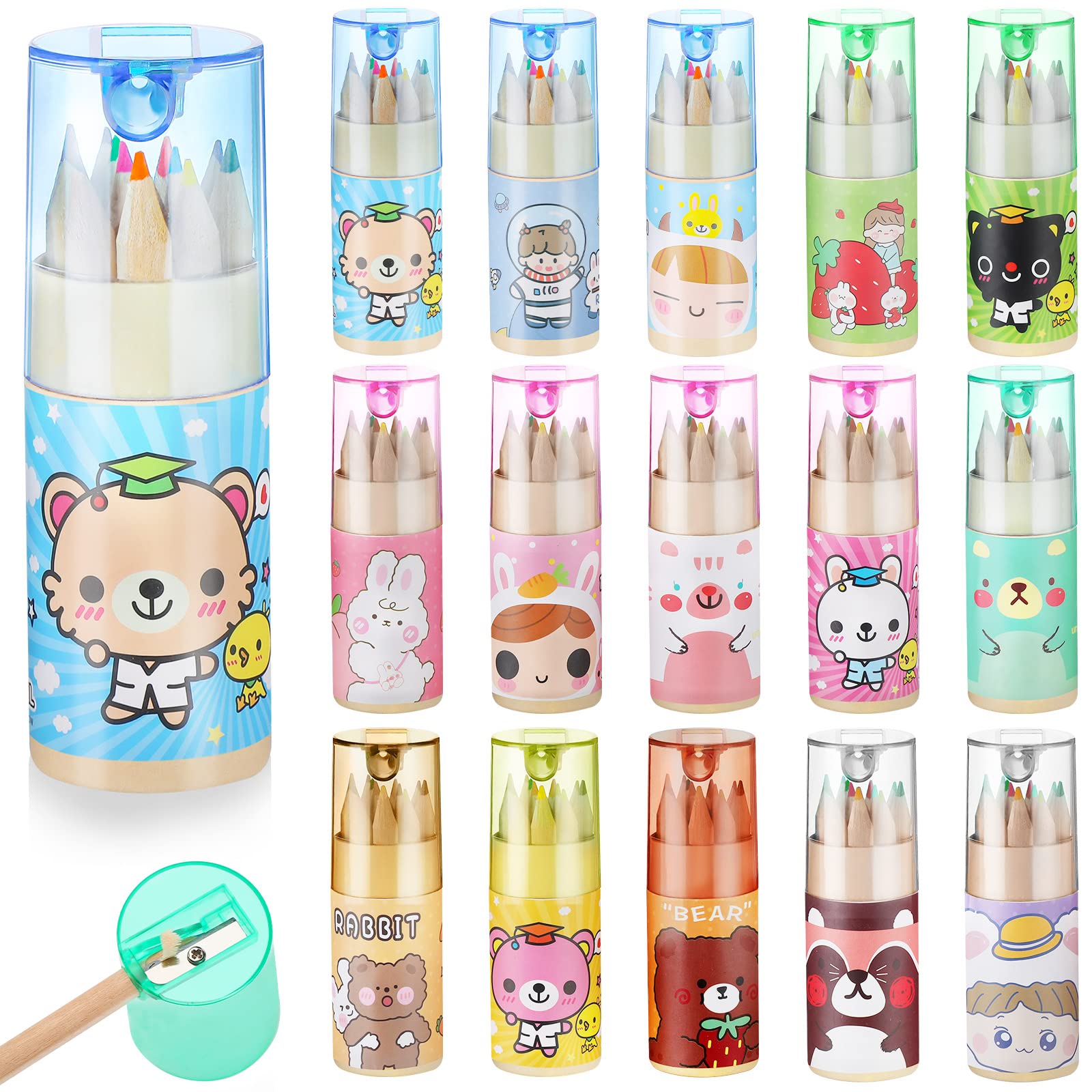 Foto 1 | Lápices De Colores Fumete Cartoon, Paquete De 15 Unidades Con Sacapuntas En Tubo - Venta Internacional.