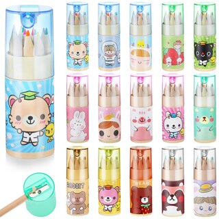 Foto 1 | Lápices De Colores Fumete Cartoon, Paquete De 15 Unidades Con Sacapuntas En Tubo - Venta Internacional.