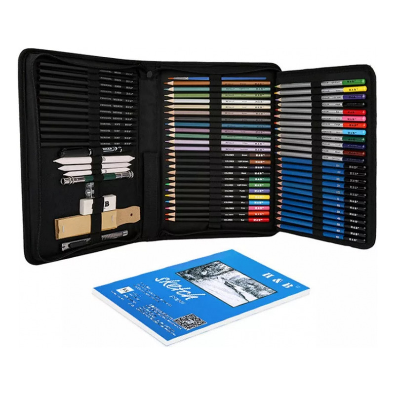 Foto 1 | Kit De Dibujo H & B, 71 Unidades, Lápiz Profesional Con Bolsa - Venta Internacional.