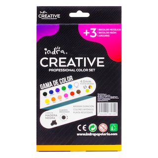 Foto 4 | Set De 12+3 Colores Profesionales Indra Creative