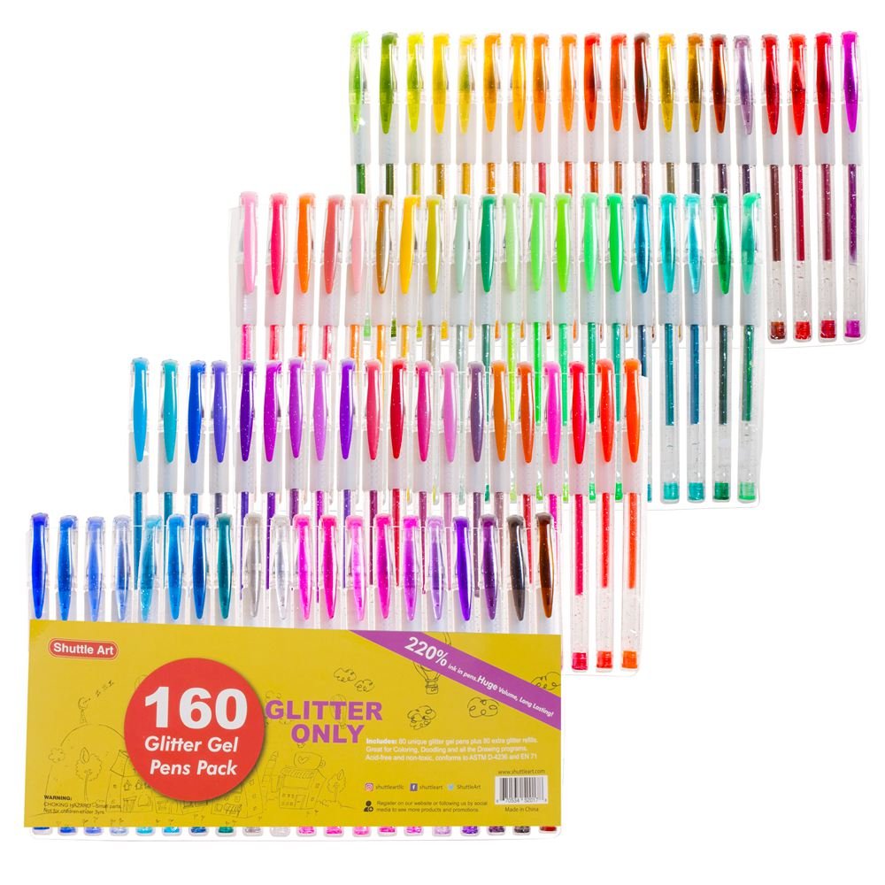 Foto 2 pulgar | Bolígrafos De Gel Con Purpurina Shuttle Art, Paquete De 160 Con 80 Recambios - Venta Internacional.