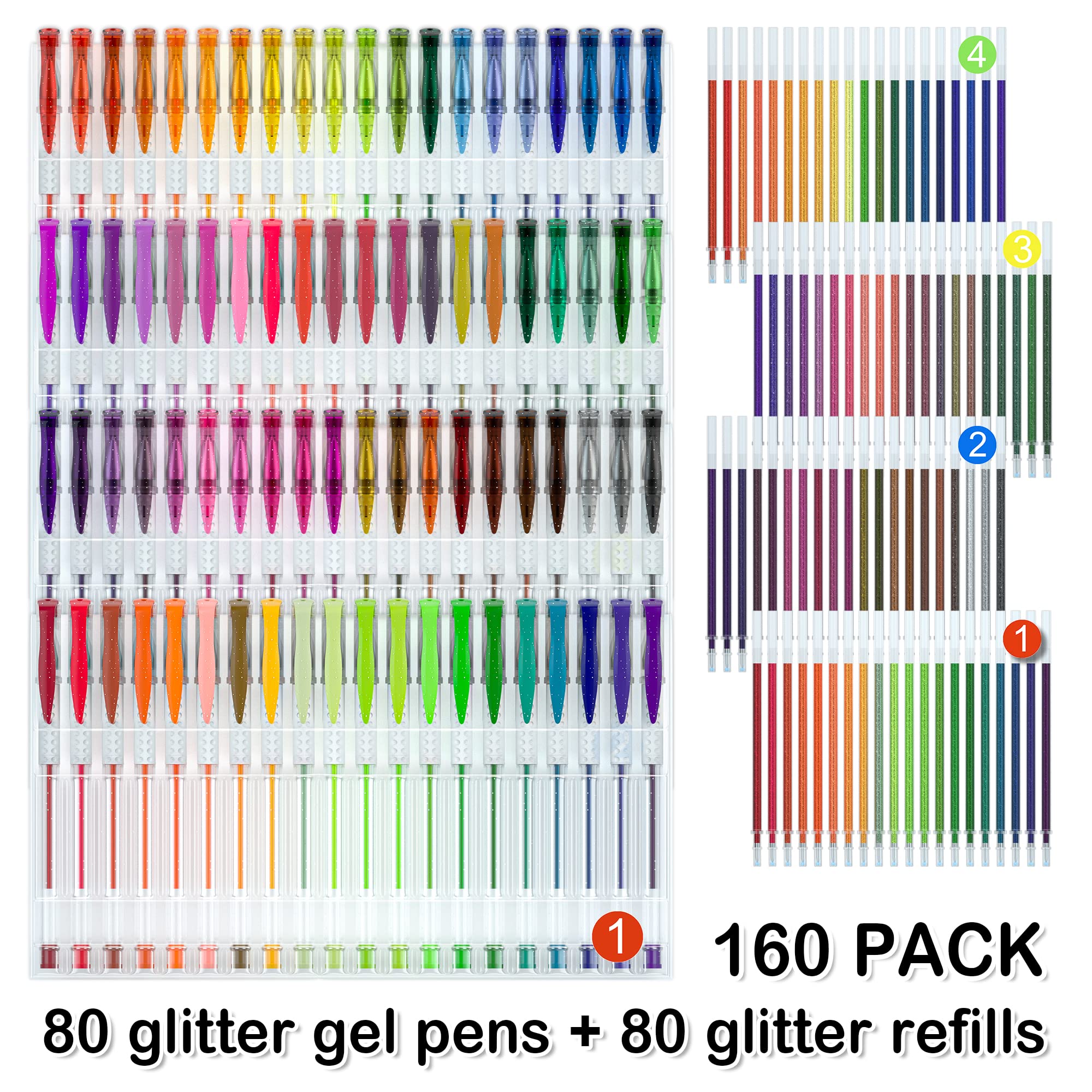 Foto 3 pulgar | Bolígrafos De Gel Con Purpurina Shuttle Art, Paquete De 160 Con 80 Recambios - Venta Internacional.