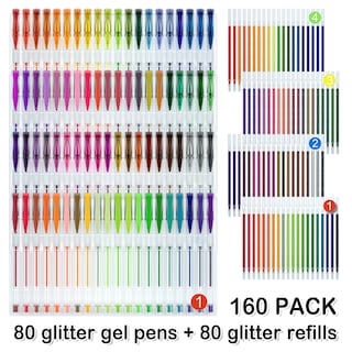 Foto 2 | Bolígrafos De Gel Con Purpurina Shuttle Art, Paquete De 160 Con 80 Recambios - Venta Internacional.