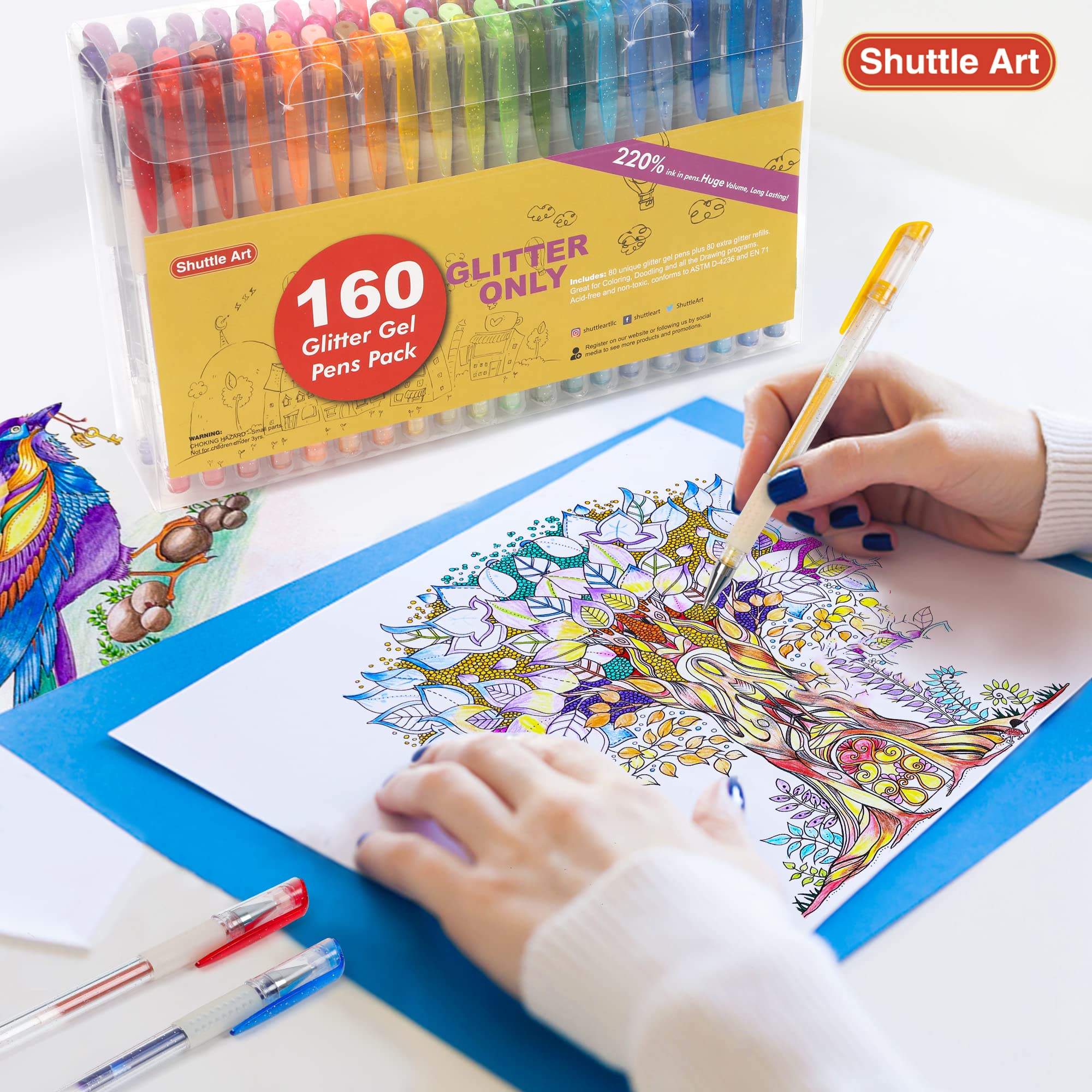 Foto 6 pulgar | Bolígrafos De Gel Con Purpurina Shuttle Art, Paquete De 160 Con 80 Recambios - Venta Internacional.