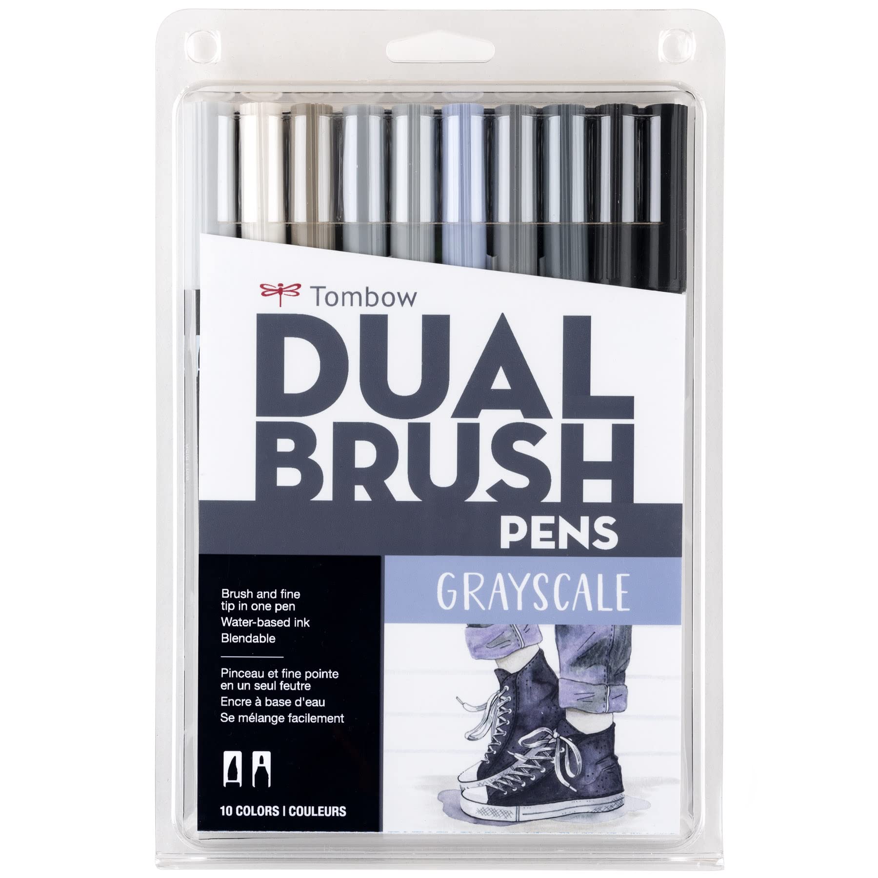 Foto 1 | Art Markers Tombow 56171, Bolígrafo De Doble Pincel, Escala De Grises, Paquete De 10 - Venta Internacional.
