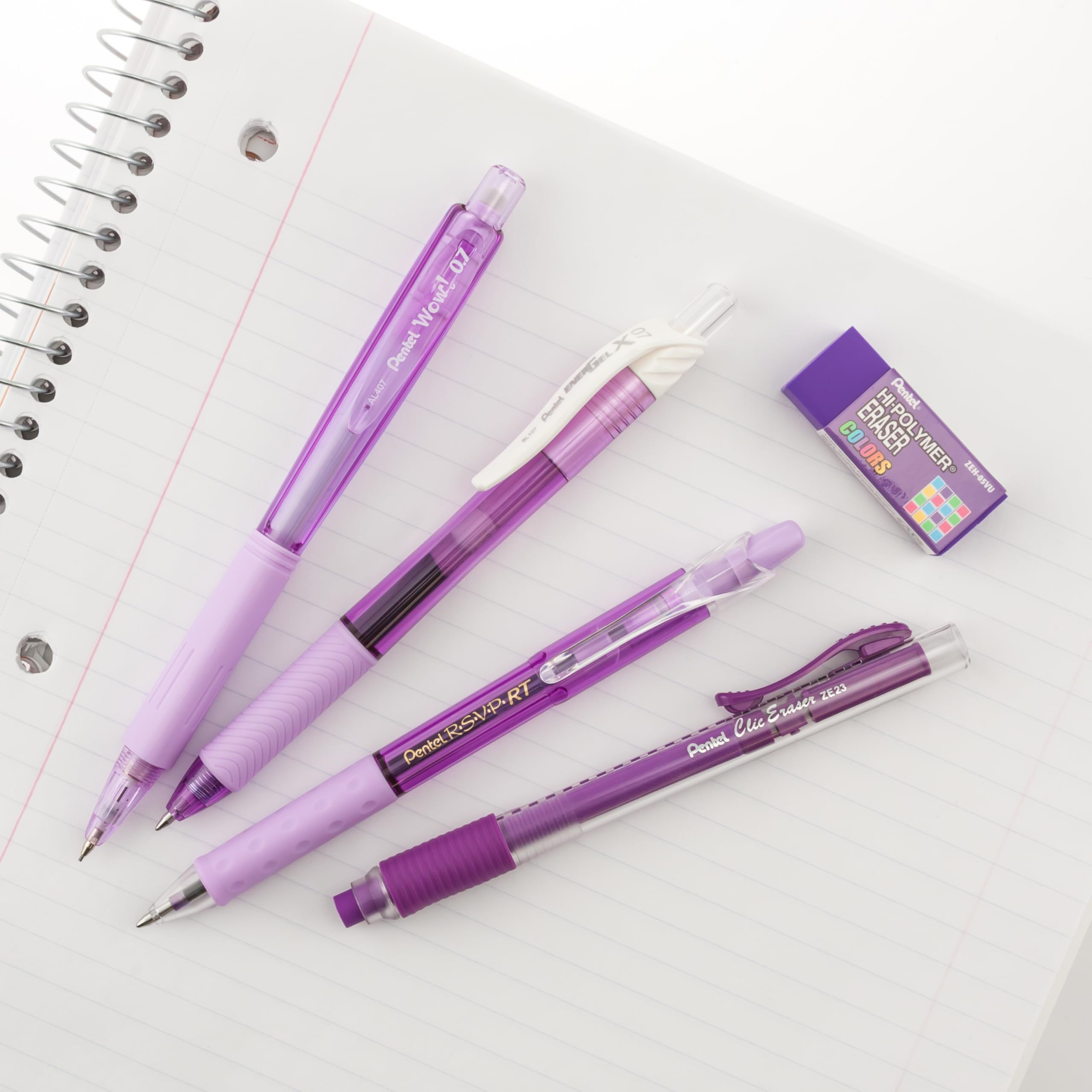Foto 3 pulgar | Paquete De Escritura Pentel Color Shades, Bolígrafos, Gomas De Borrar, Violeta - Venta Internacional.