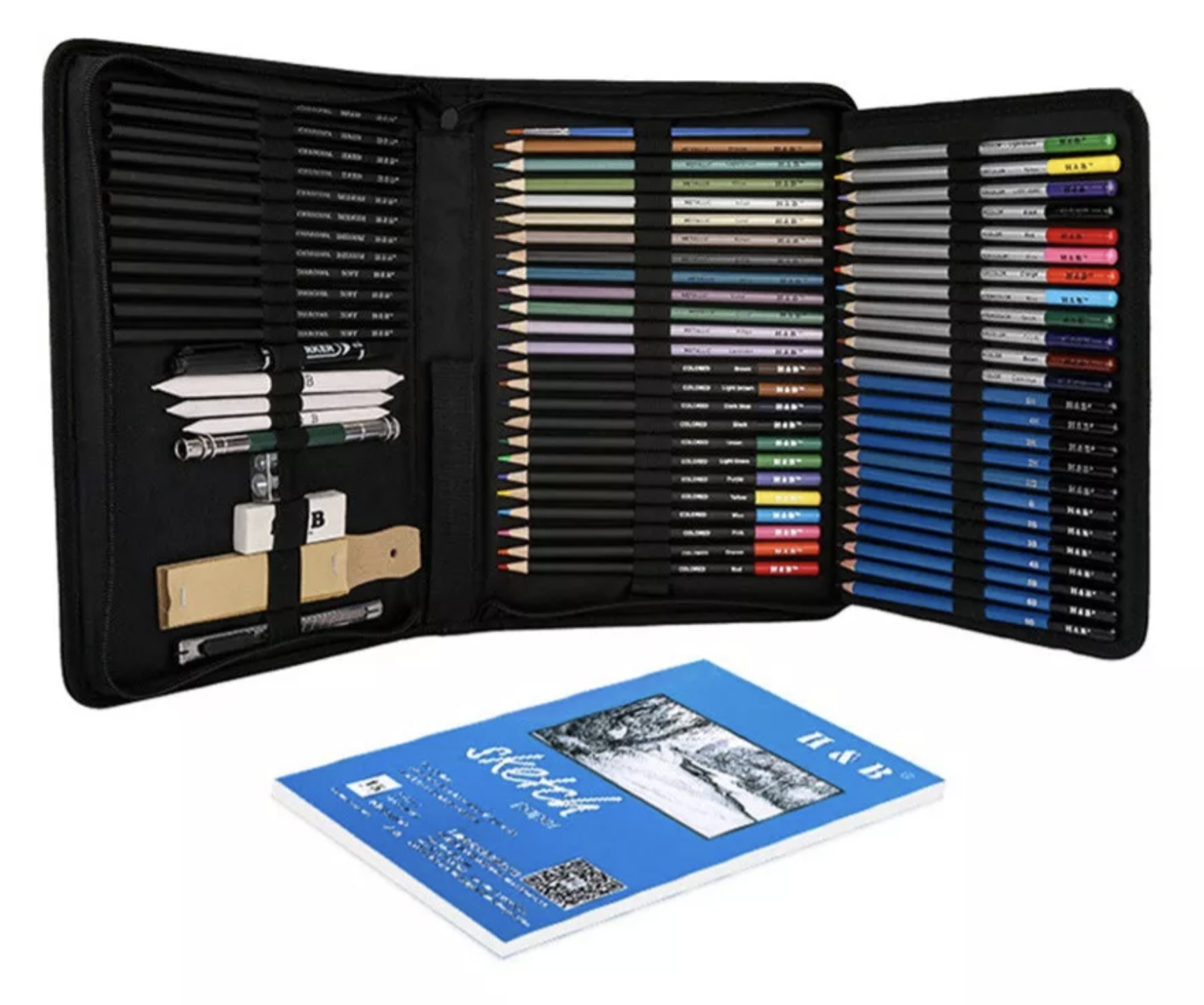 Kit De Lápices De Dibujo H&b Professional, 71 Unidades, Con Bolsa De Almacenamiento - Venta Internacional.