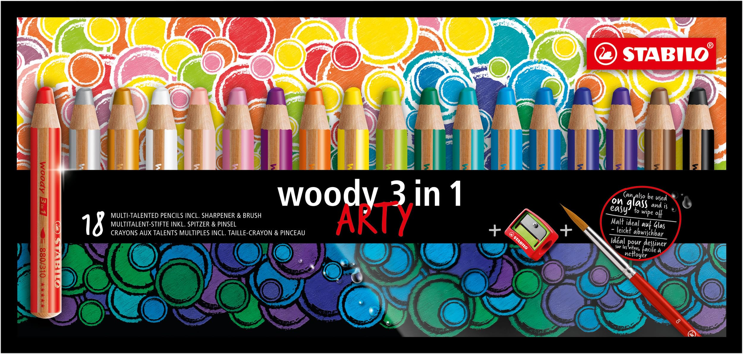 Foto 2 pulgar | Lápiz Stabilo Woody Arty 3 En 1, Paquete De 18 Con Sacapuntas Y Brocha - Venta Internacional.