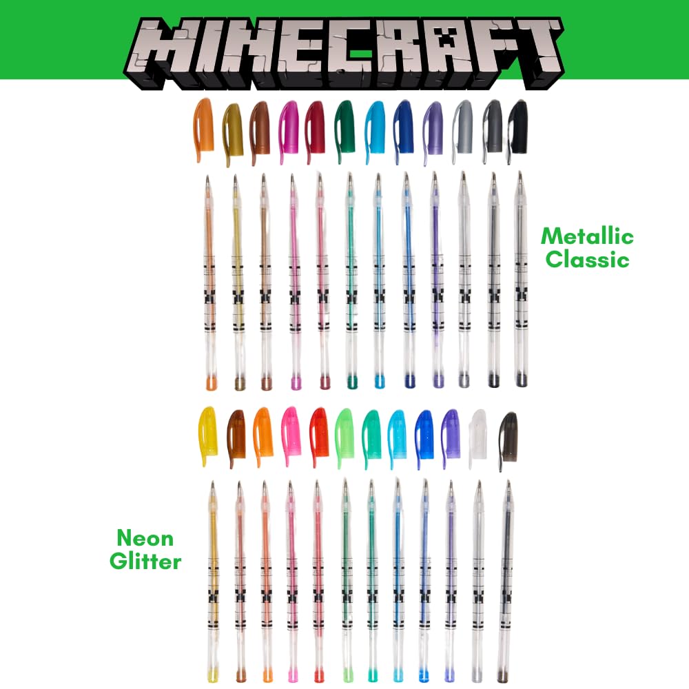 Foto 4 pulgar | Juego De Bolígrafos De Gel Con Diseños Innovadores De Minecraft, Paquete De 24 Para Niños - Venta Internacional.