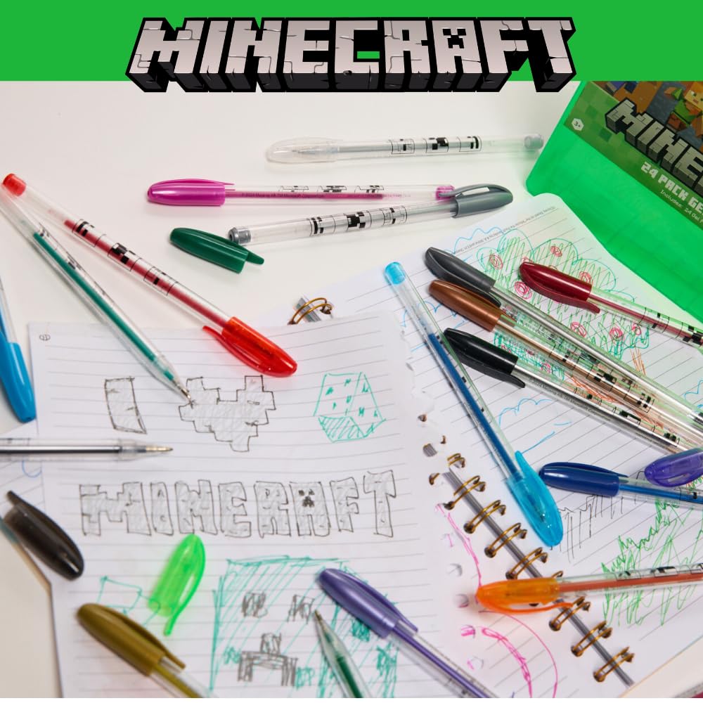 Foto 6 | Juego De Bolígrafos De Gel Con Diseños Innovadores De Minecraft, Paquete De 24 Para Niños - Venta Internacional.