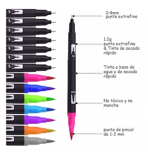 Foto 2 | Marcadores De Doble Punta 132 Colores Plumones Punta Pincel