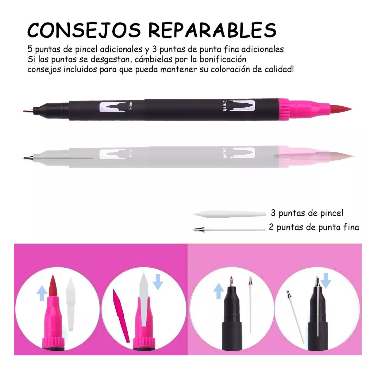 Foto 4 | Marcadores De Doble Punta 132 Colores Plumones Punta Pincel