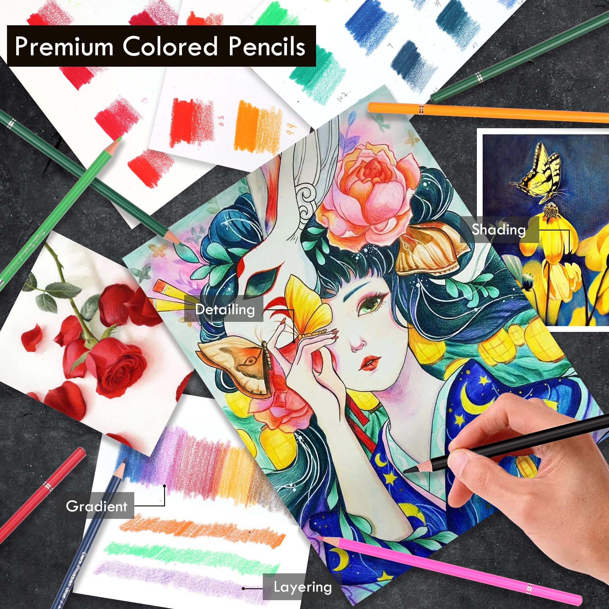 Foto 4 pulgar | Set De Lápices De Colores Kalour 180 Para Artistas Adultos Con Estuche De Hojalata - Venta Internacional.