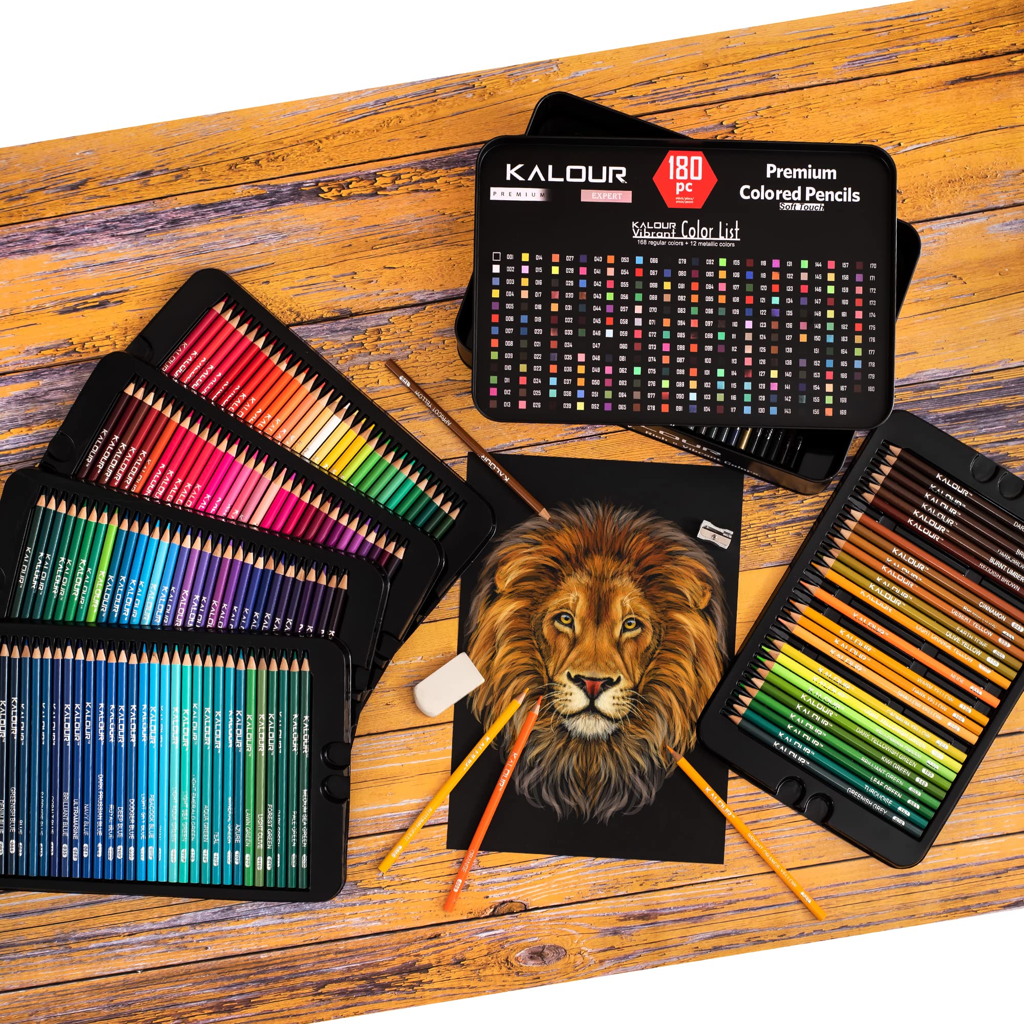Foto 6 pulgar | Set De Lápices De Colores Kalour 180 Para Artistas Adultos Con Estuche De Hojalata - Venta Internacional.