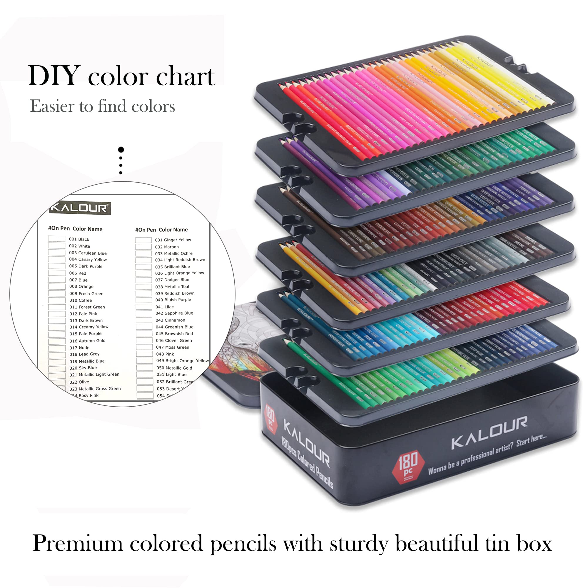 Foto 7 pulgar | Set De Lápices De Colores Kalour 180 Para Artistas Adultos Con Estuche De Hojalata - Venta Internacional.