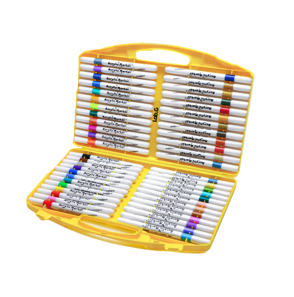 Foto 2 pulgar | Plumones De Marcador Acrílico Pincel 48 Pcs Estuche Amarillo