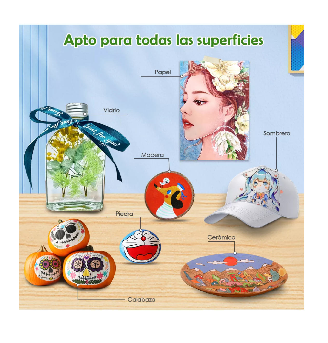 Foto 3 pulgar | Plumones De Marcador Acrílico Pincel 48 Pcs Estuche Amarillo