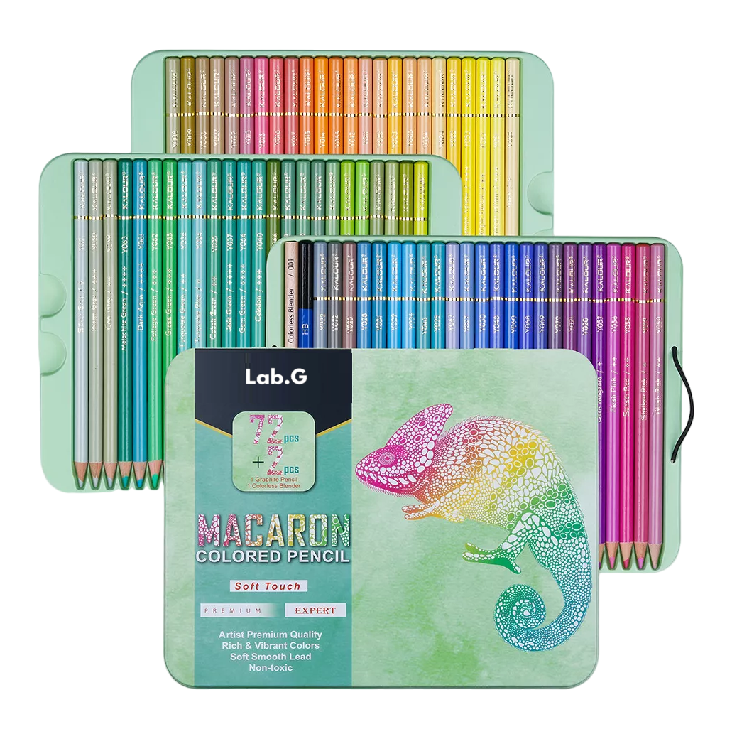 Set 72 Lápices Macaron Colores Dibujo Profesional + Estuche, Verde