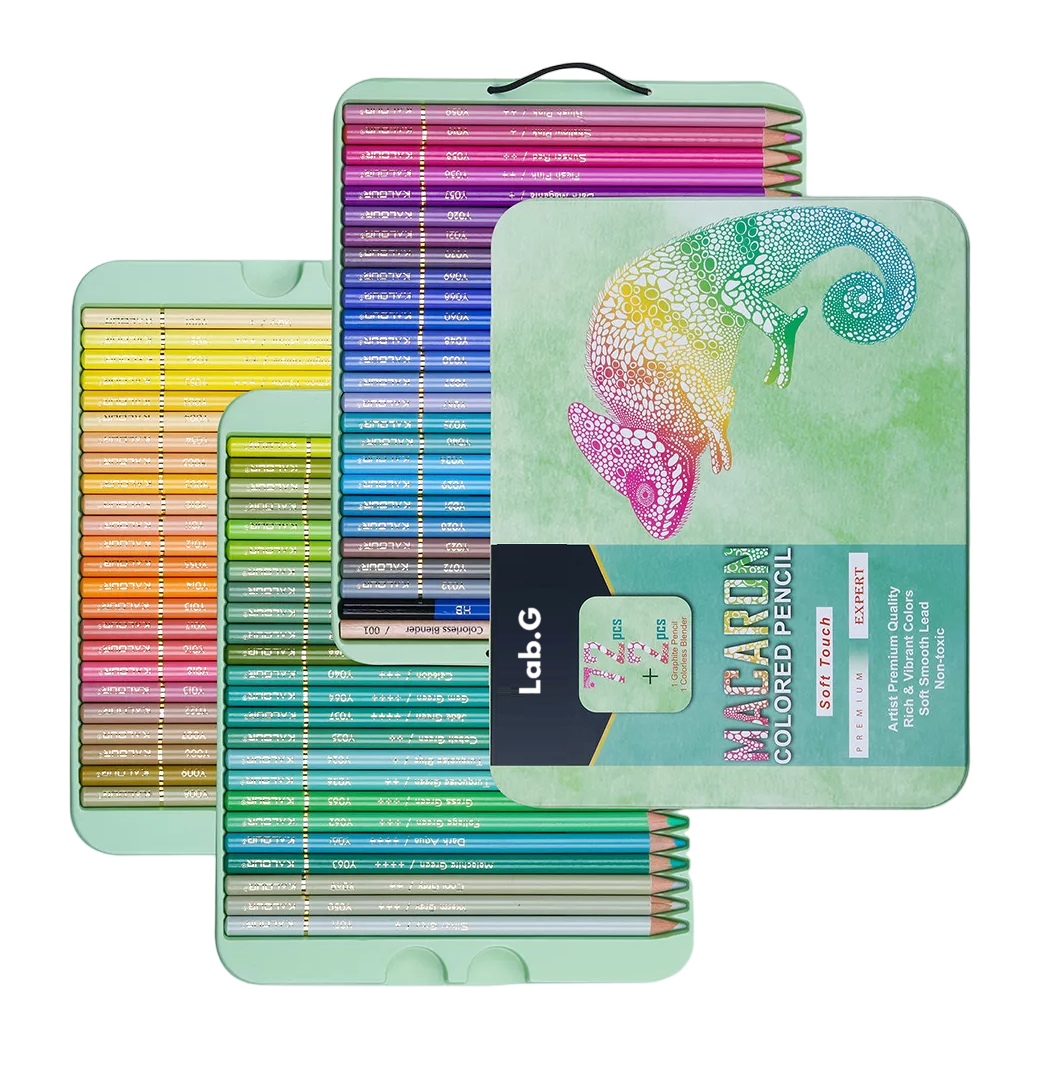 Foto 3 pulgar | Set 72 Lápices Macaron Colores Dibujo Profesional + Estuche, Verde