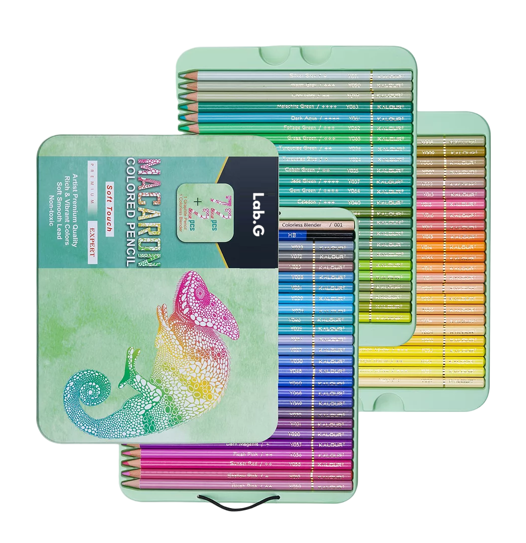 Foto 4 pulgar | Set 72 Lápices Macaron Colores Dibujo Profesional + Estuche, Verde