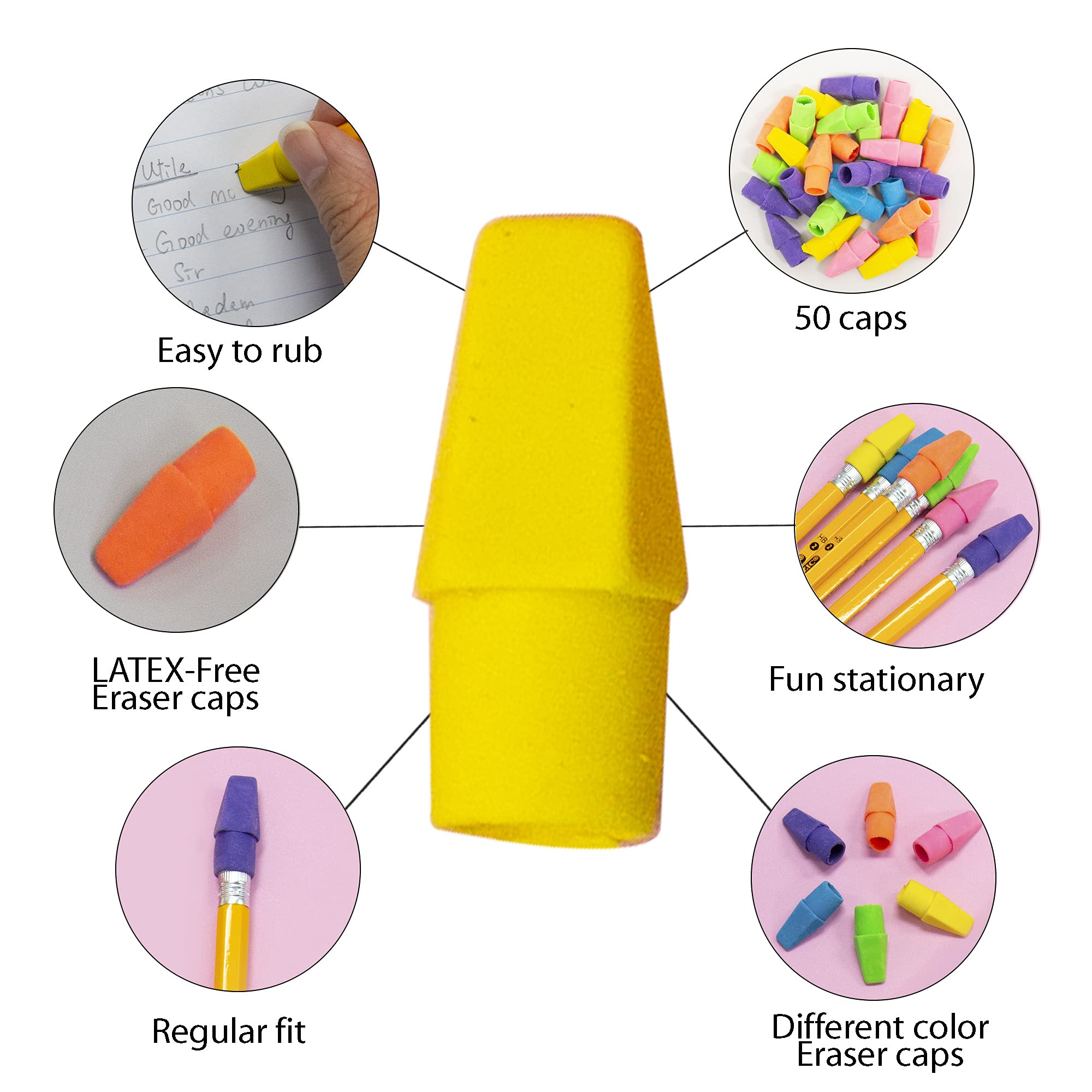 Foto 3 pulgar | Borradores Eraser Top Bazic Sin Látex En La Parte Superior De Los Lápices (paquete De 50) - Venta Internacional.