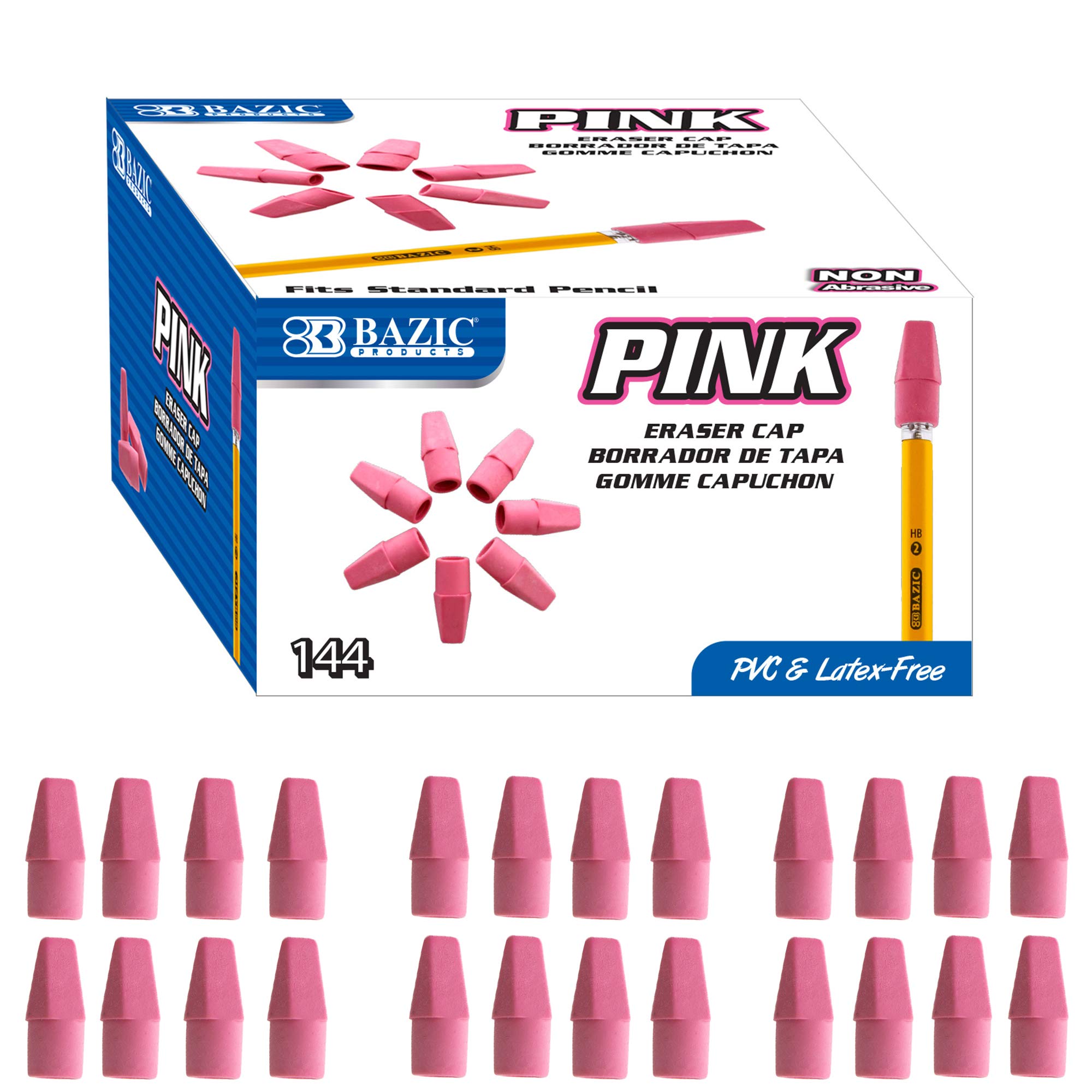 Foto 2 pulgar | Borradores Eraser Top Bazic, Rosa, Sin Látex, 144 Unidades - Venta Internacional.