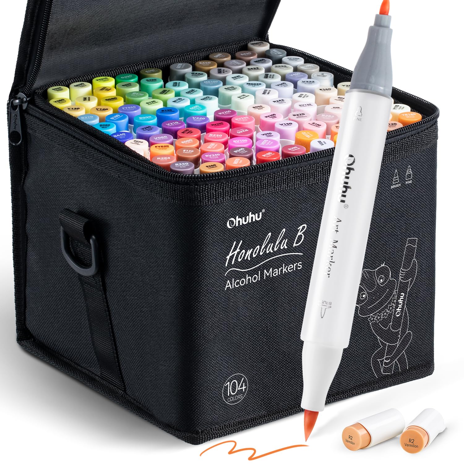 Foto 1 | Juego De Marcadores De Alcohol Ohuhu Honolulu B, 104 Colores, De Doble Punta - Venta Internacional.