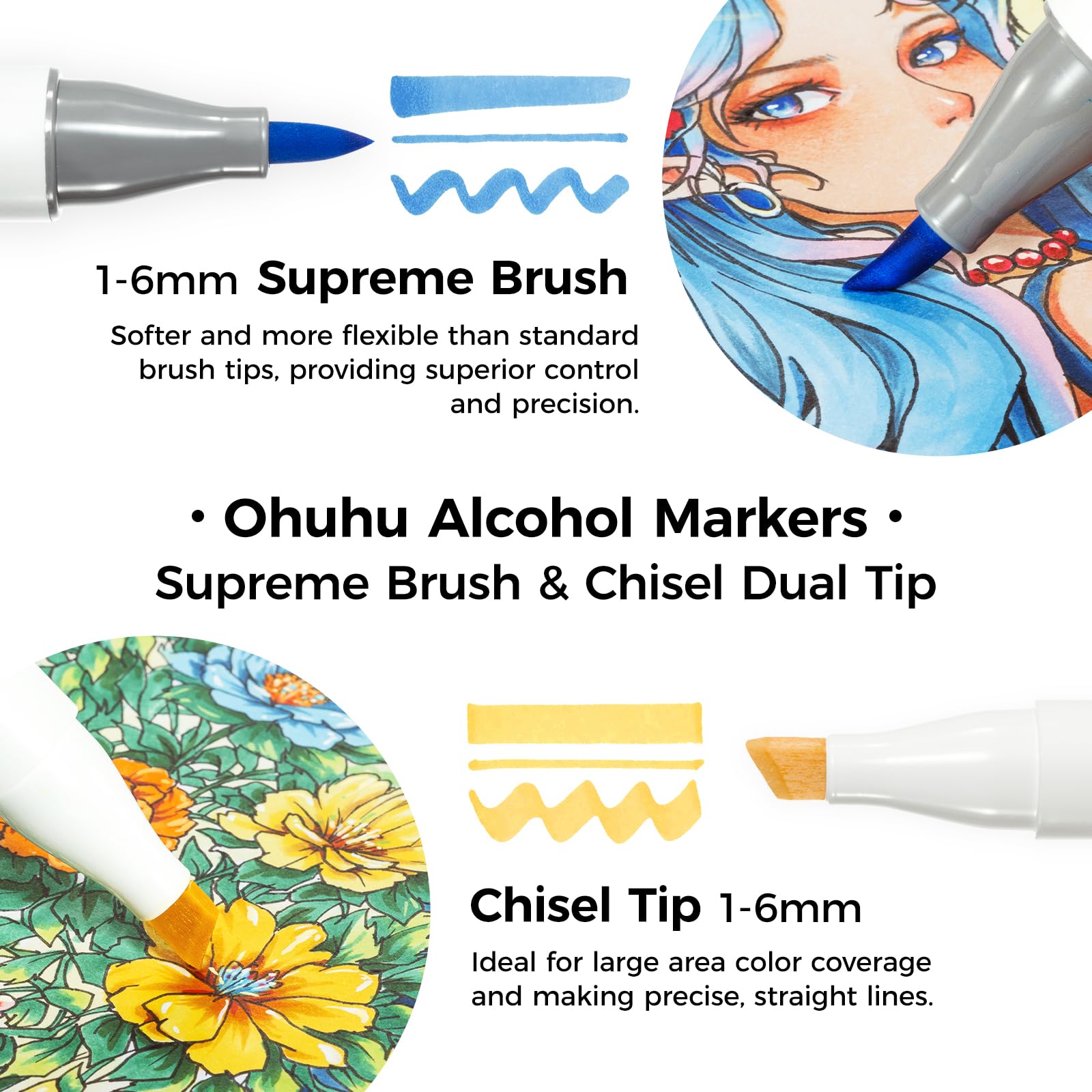 Foto 3 pulgar | Juego De Rotuladores Con Alcohol Ohuhu Supreme Brush & Chisel De 36 Colores - Venta Internacional.