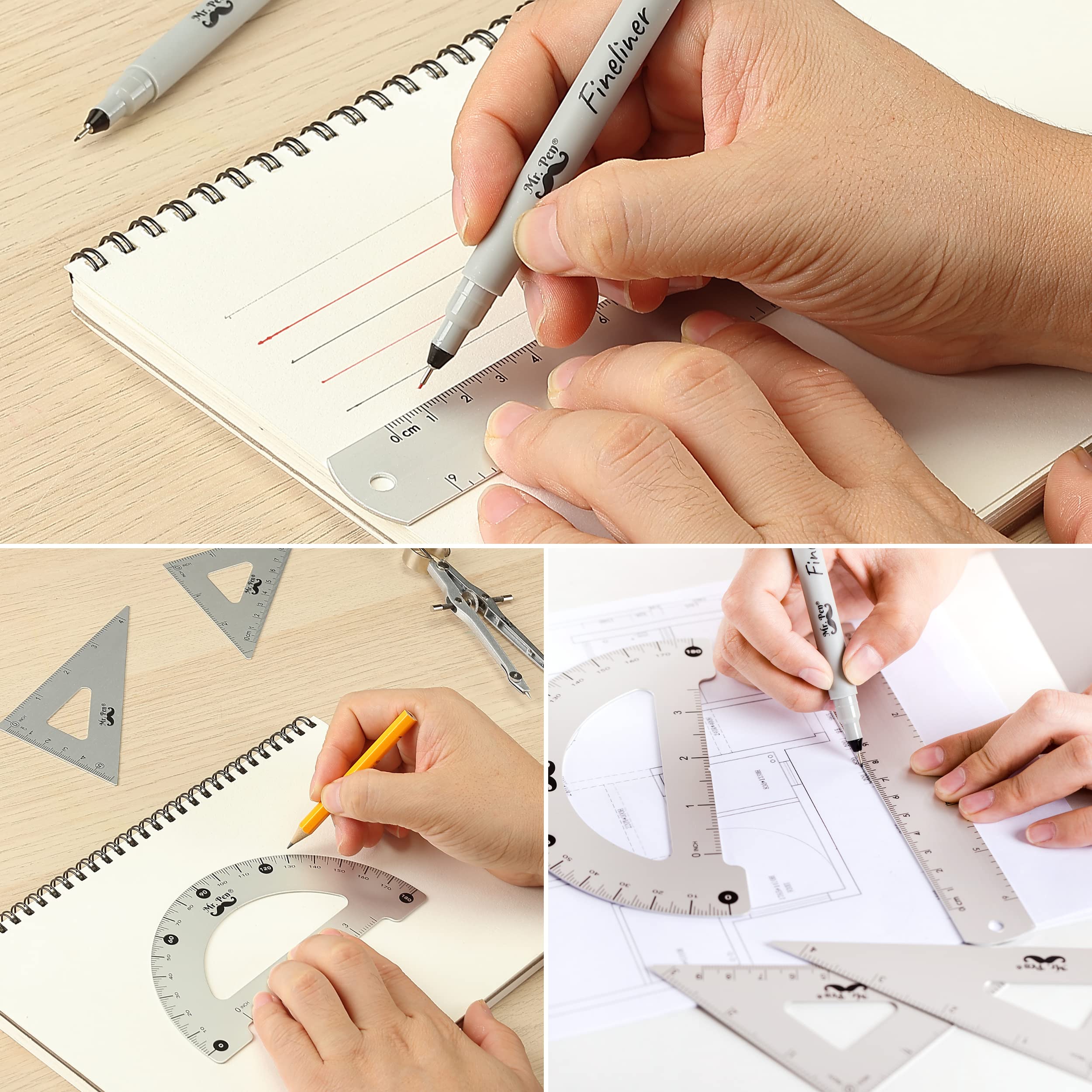 Foto 8 pulgar | Set De Geometría Mr. Pen Professional De 15 Piezas Con Funda Para Artistas - Venta Internacional.