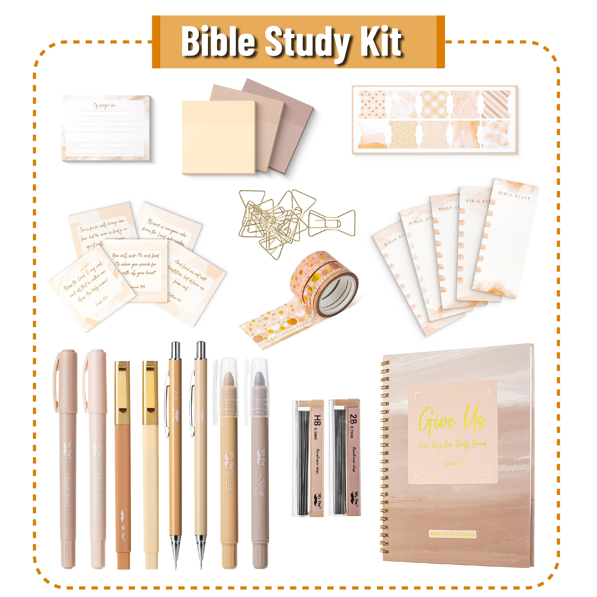 Foto 2 | Kit Para Llevar Un Diario Bíblico Con Tema De Color Rubor Dorado De Mr. Pen - Venta Internacional.