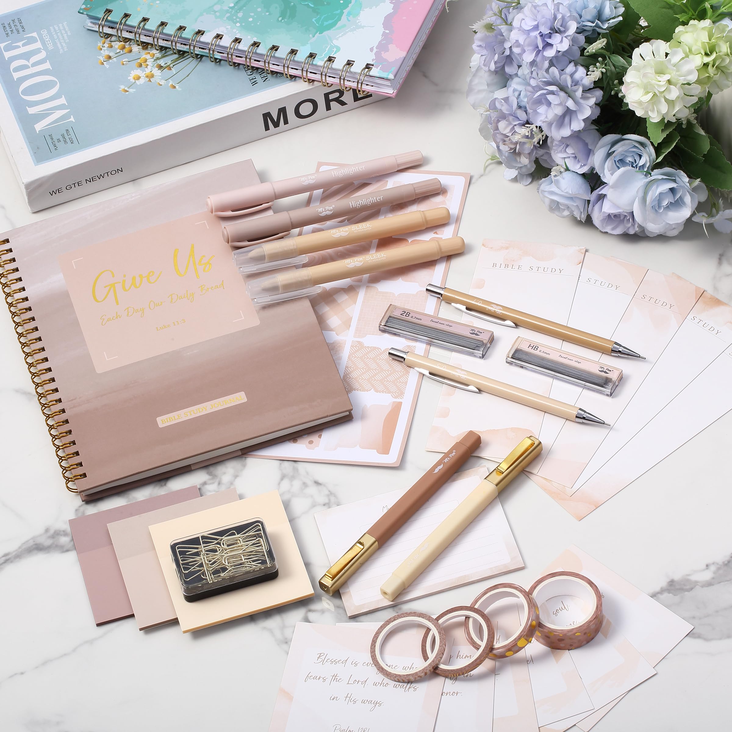 Foto 3 | Kit Para Llevar Un Diario Bíblico Con Tema De Color Rubor Dorado De Mr. Pen - Venta Internacional.
