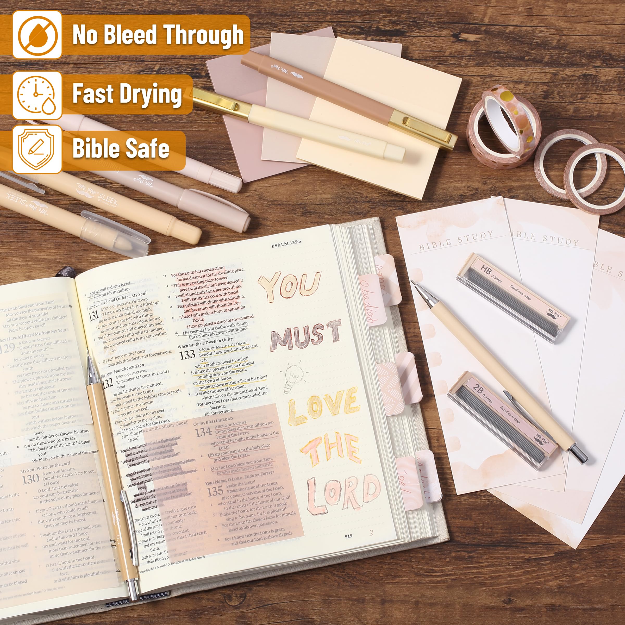 Foto 5 | Kit Para Llevar Un Diario Bíblico Con Tema De Color Rubor Dorado De Mr. Pen - Venta Internacional.