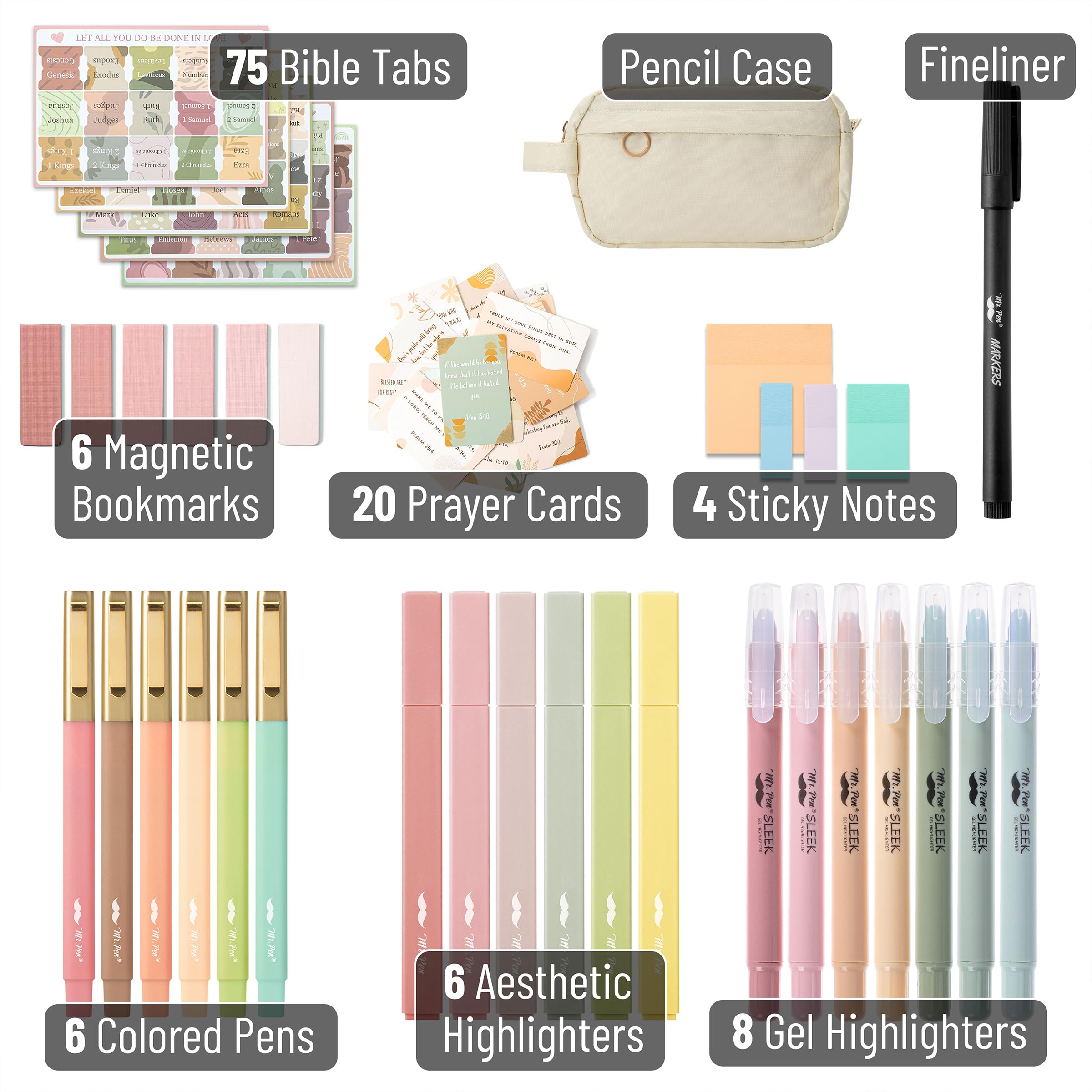 Foto 2 | Kit Para Llevar Un Diario Bíblico Mr. Pen Bible Study Con Rotuladores Y Rotuladores - Venta Internacional.