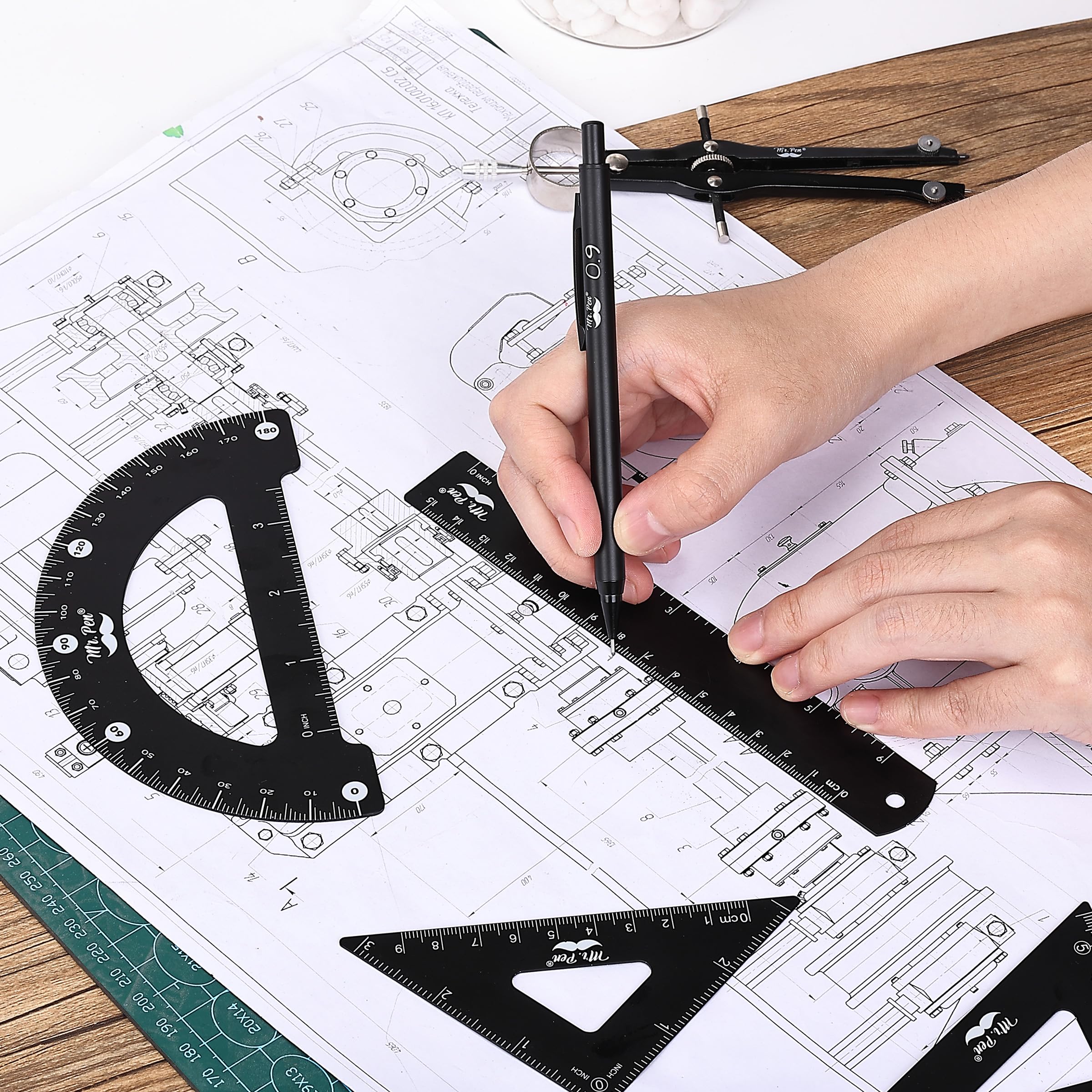 Foto 5 pulgar | Set De Geometría Mr. Pen Professional De 15 Piezas Con Funda Para Artistas - Venta Internacional.