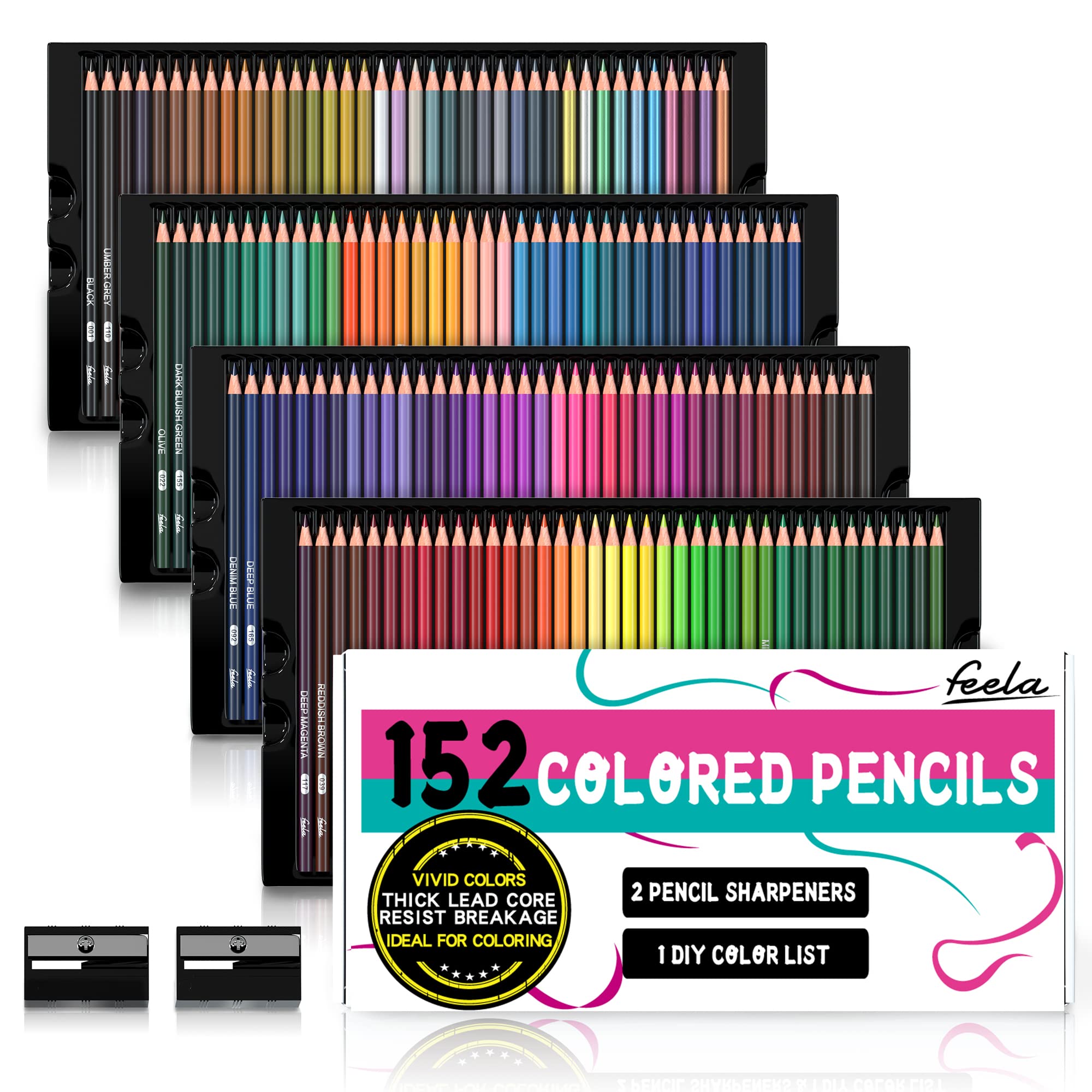 Foto 1 | Juego De Lápices De Colores Feela 152 Premium Soft Core Con Sacapuntas - Venta Internacional.