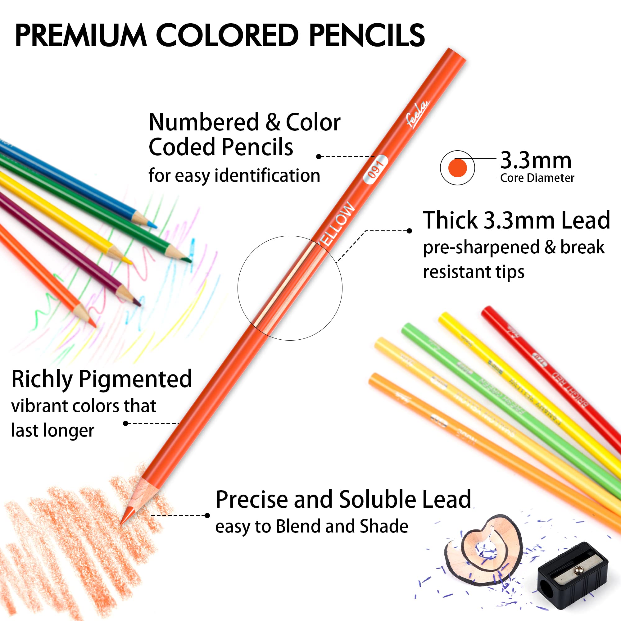 Foto 3 pulgar | Juego De Lápices De Colores Feela 152 Premium Soft Core Con Sacapuntas - Venta Internacional.