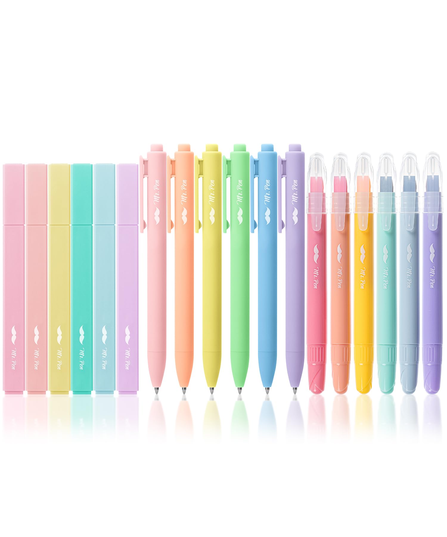 Set De Iluminadores Y Bolígrafos De Gel Mr. Pen Aesthetic, Paquete De 18 - Venta Internacional.