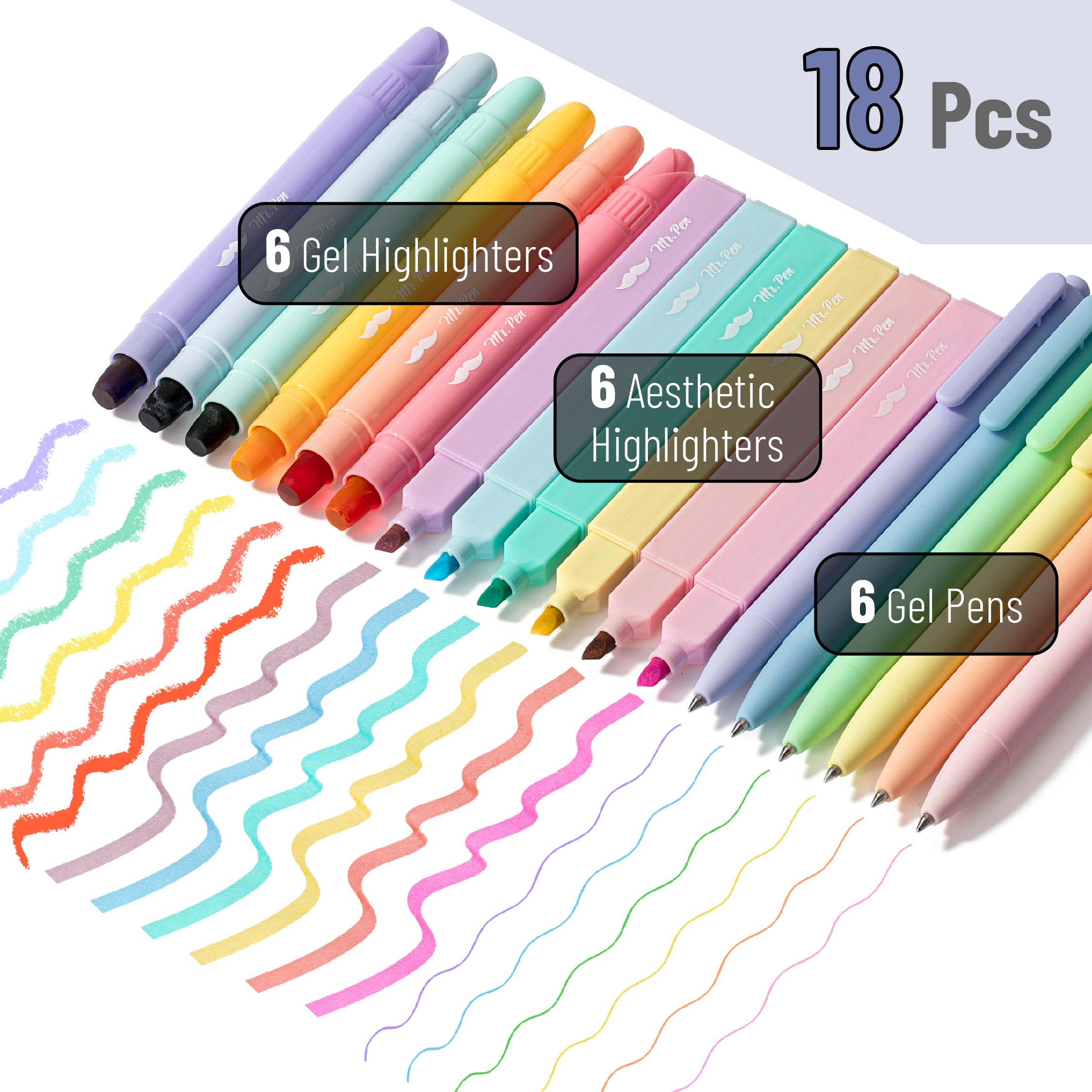 Foto 3 pulgar | Set De Iluminadores Y Bolígrafos De Gel Mr. Pen Aesthetic, Paquete De 18 - Venta Internacional.