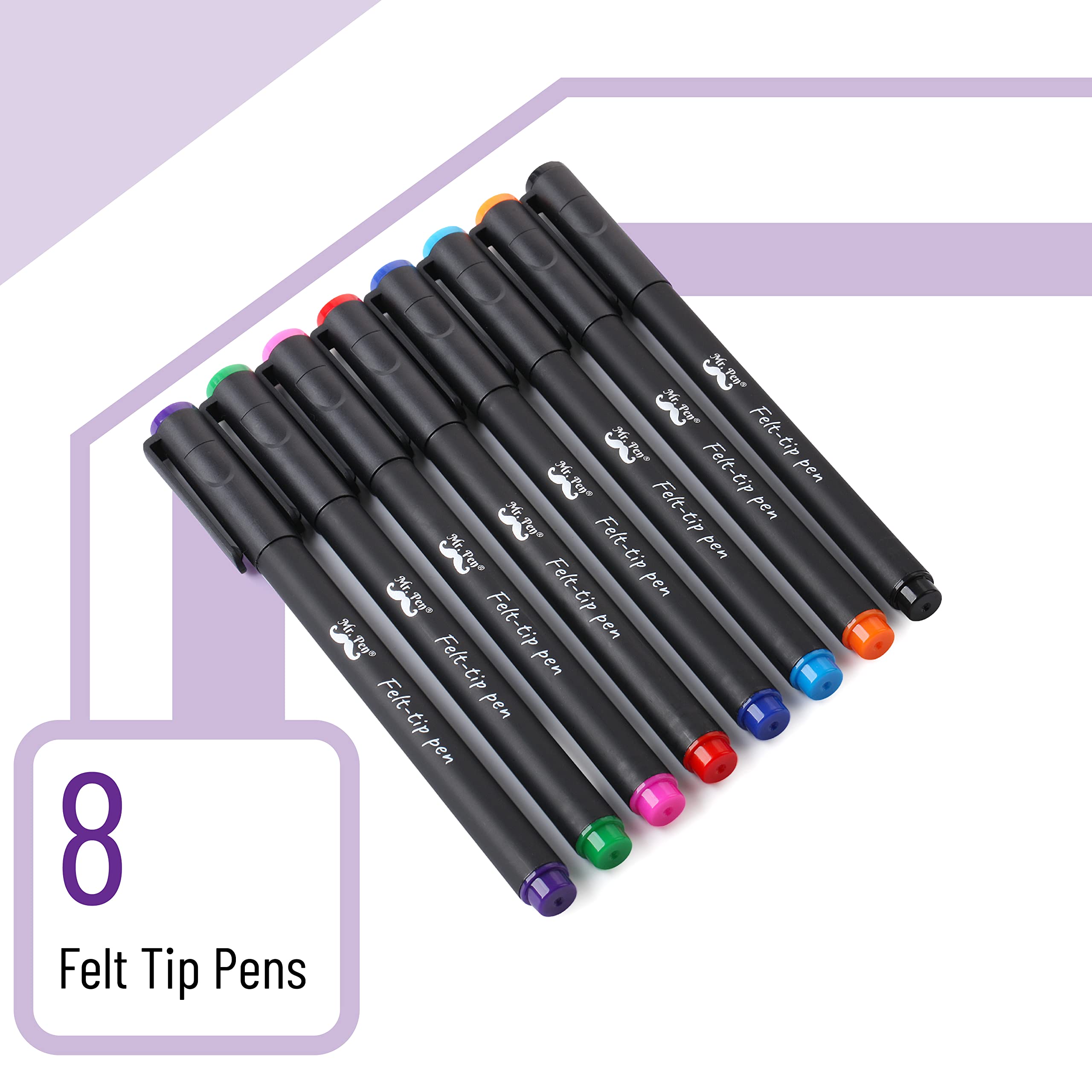 Foto 3 pulgar | Bolígrafos Con Punta De Fieltro Mr. Pen De Punta Fina De 0,7 Mm, Paquete De 8 Unidades, Varios - Venta Internacional.