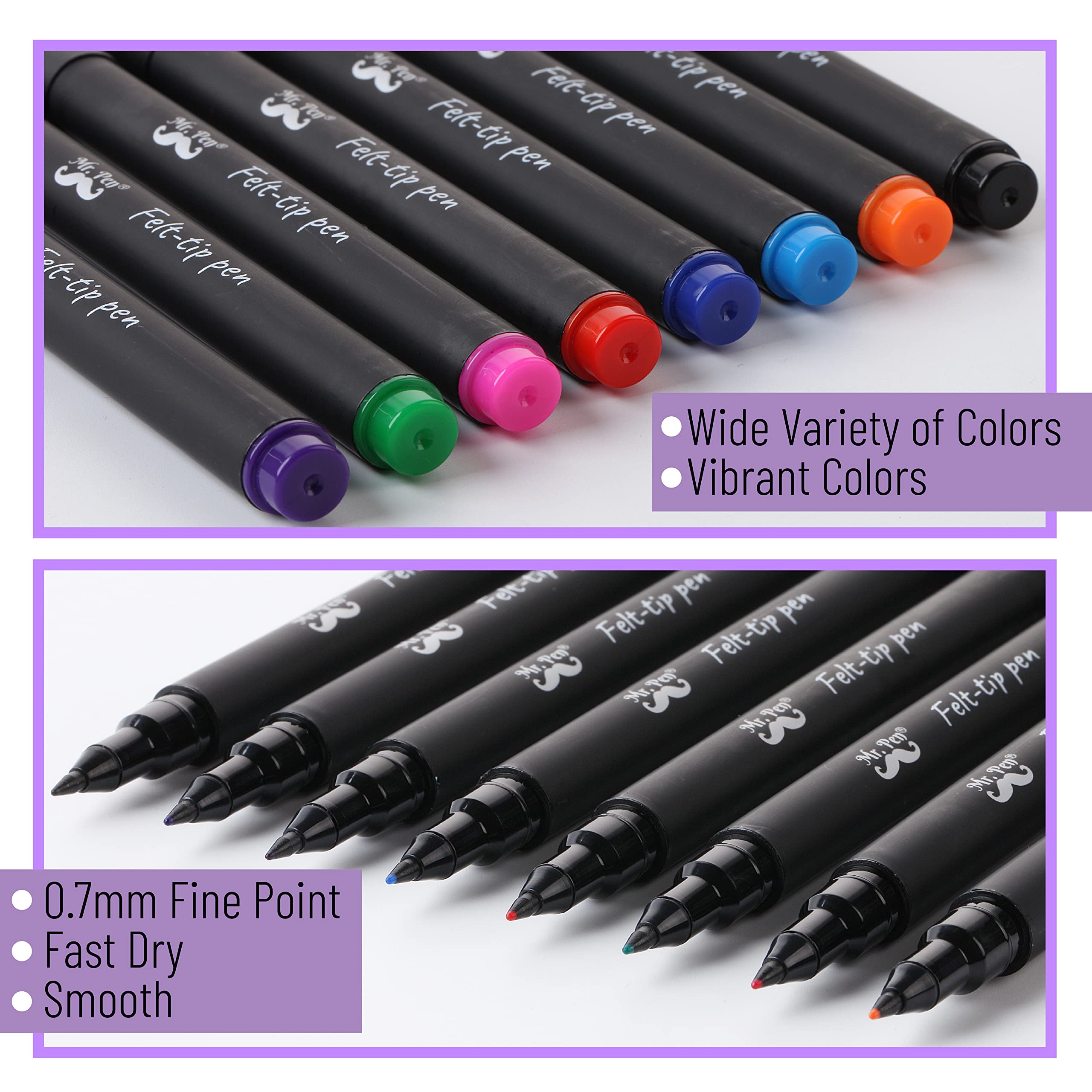 Foto 4 pulgar | Bolígrafos Con Punta De Fieltro Mr. Pen De Punta Fina De 0,7 Mm, Paquete De 8 Unidades, Varios - Venta Internacional.