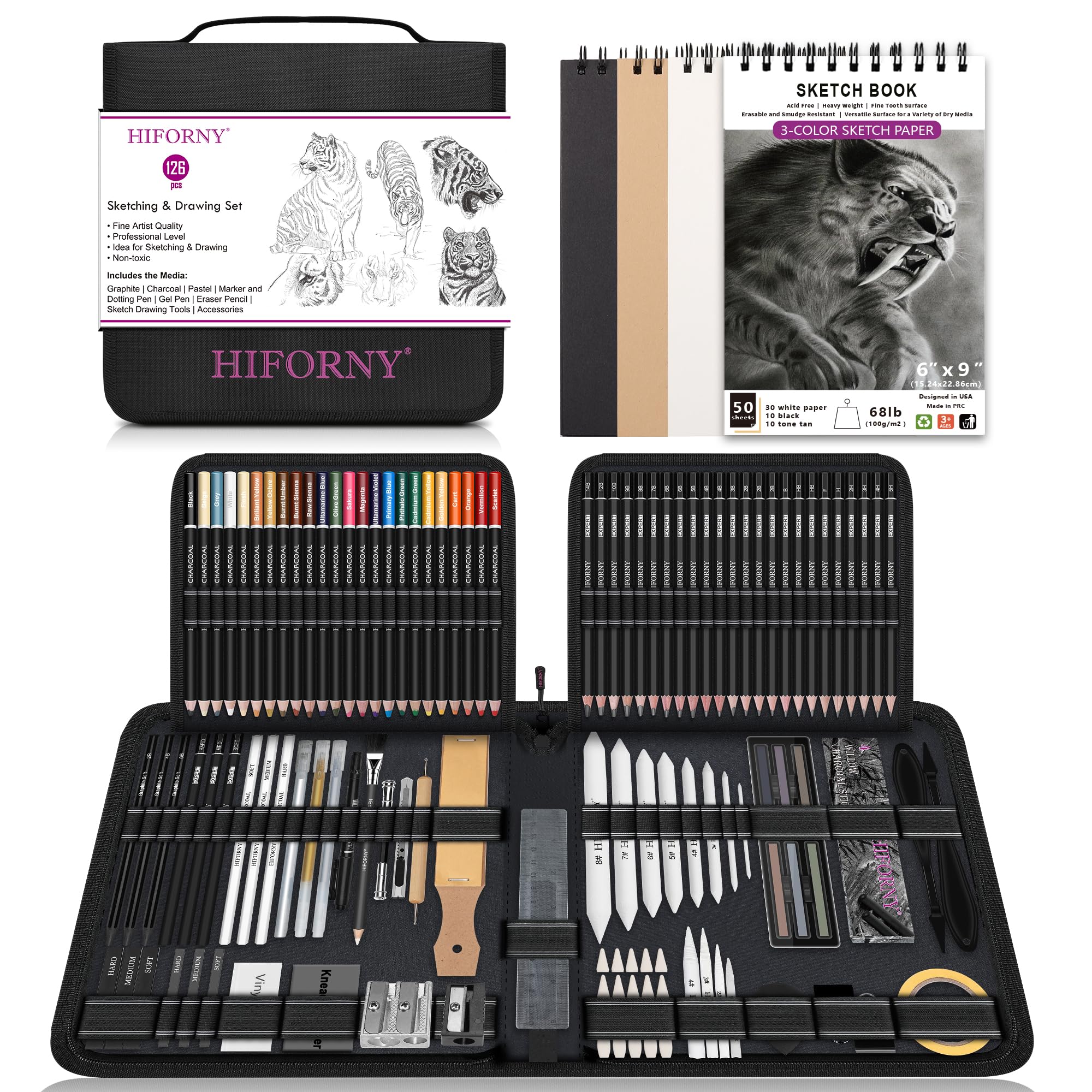 Foto 1 | Kit De Dibujo Hiforny, 126 Unidades, Juego De Lápices De Dibujo Con Cuaderno De Bocetos - Venta Internacional.